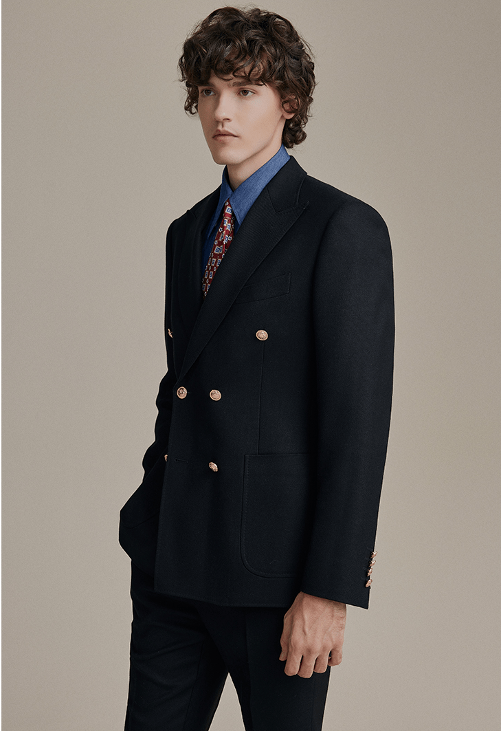 aesido 2 Piece Black Double Breasted Business Casual Men's Suit Groom Wedding Dress