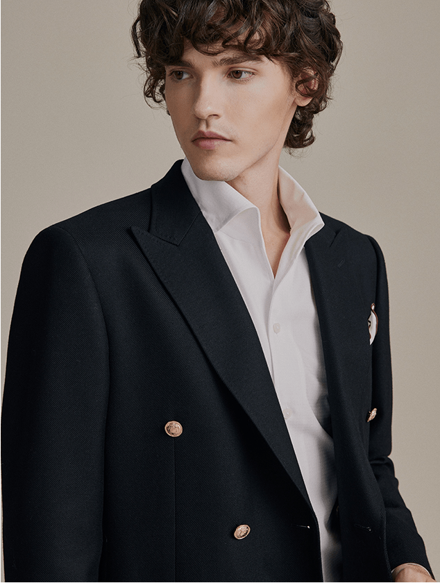 aesido 2 Piece Black Double Breasted Business Casual Men's Suit Groom Wedding Dress