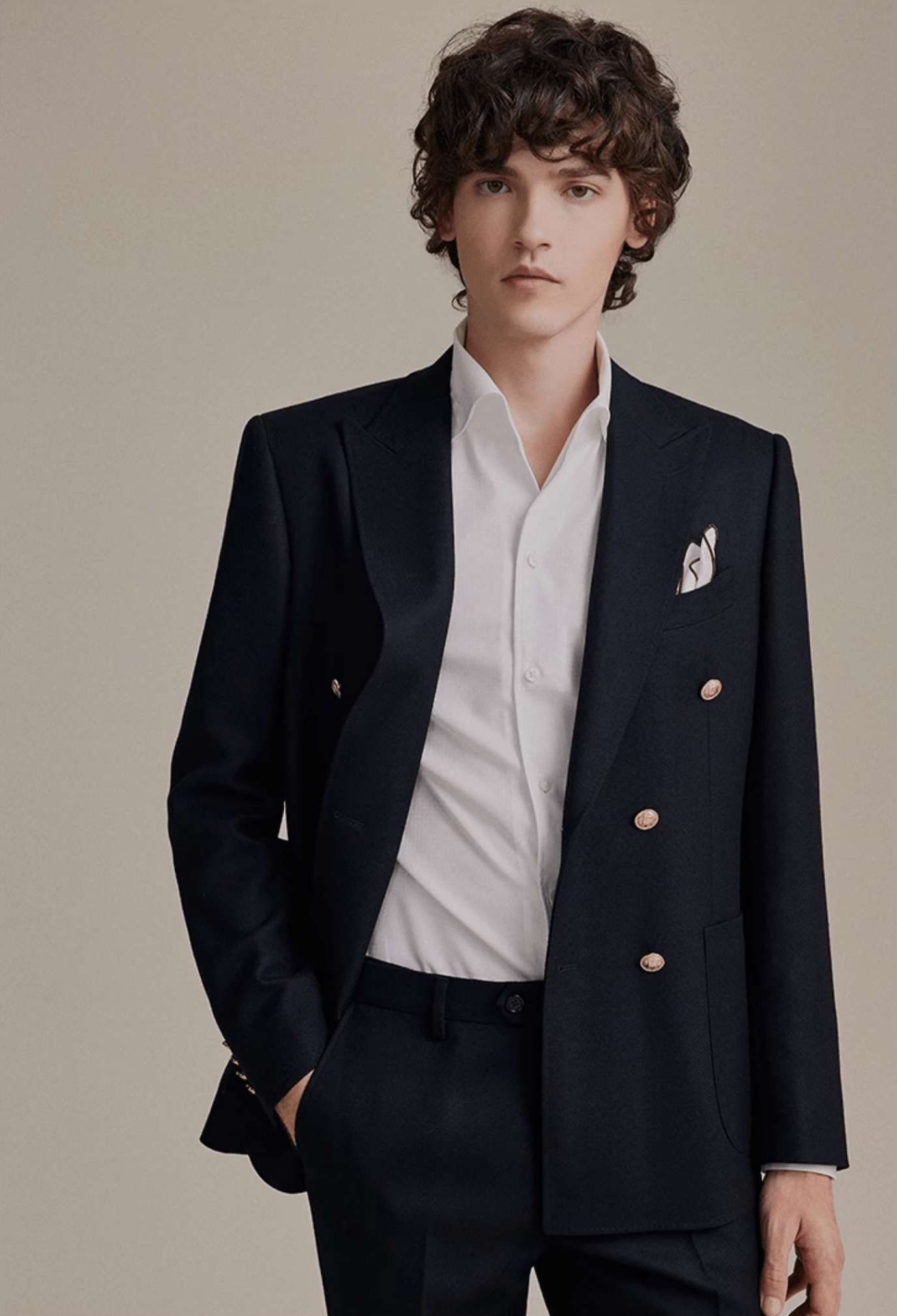 aesido 2 Piece Black Double Breasted Business Casual Men's Suit Groom Wedding Dress