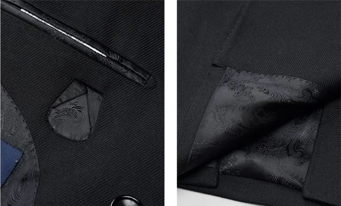 aesido 2 Piece Black Double Breasted Business Casual Men's Suit Groom Wedding Dress