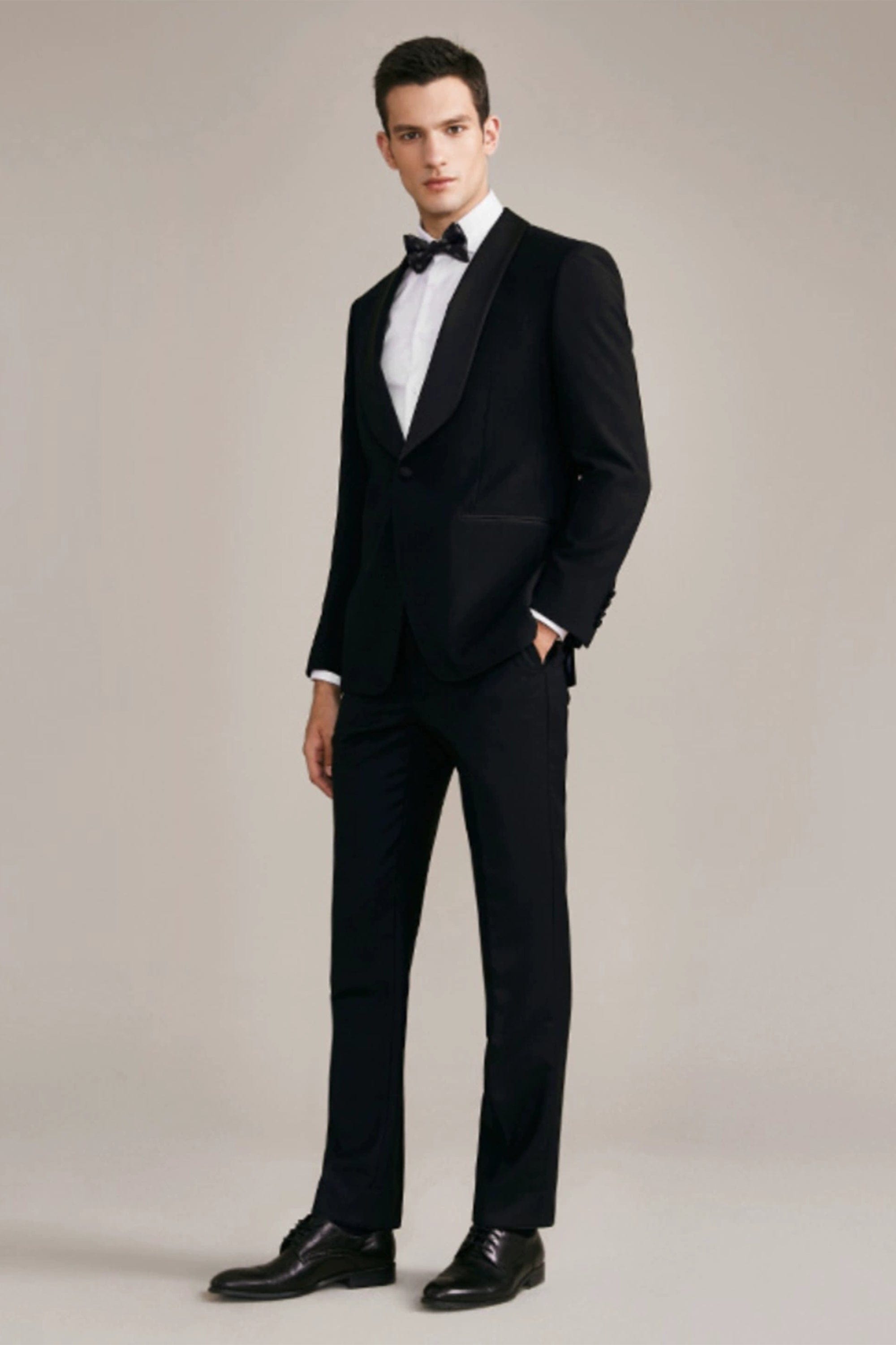 aesido 2 Piece Black Shawl Lapel Single Button Men's Suit Groom Wedding Dress