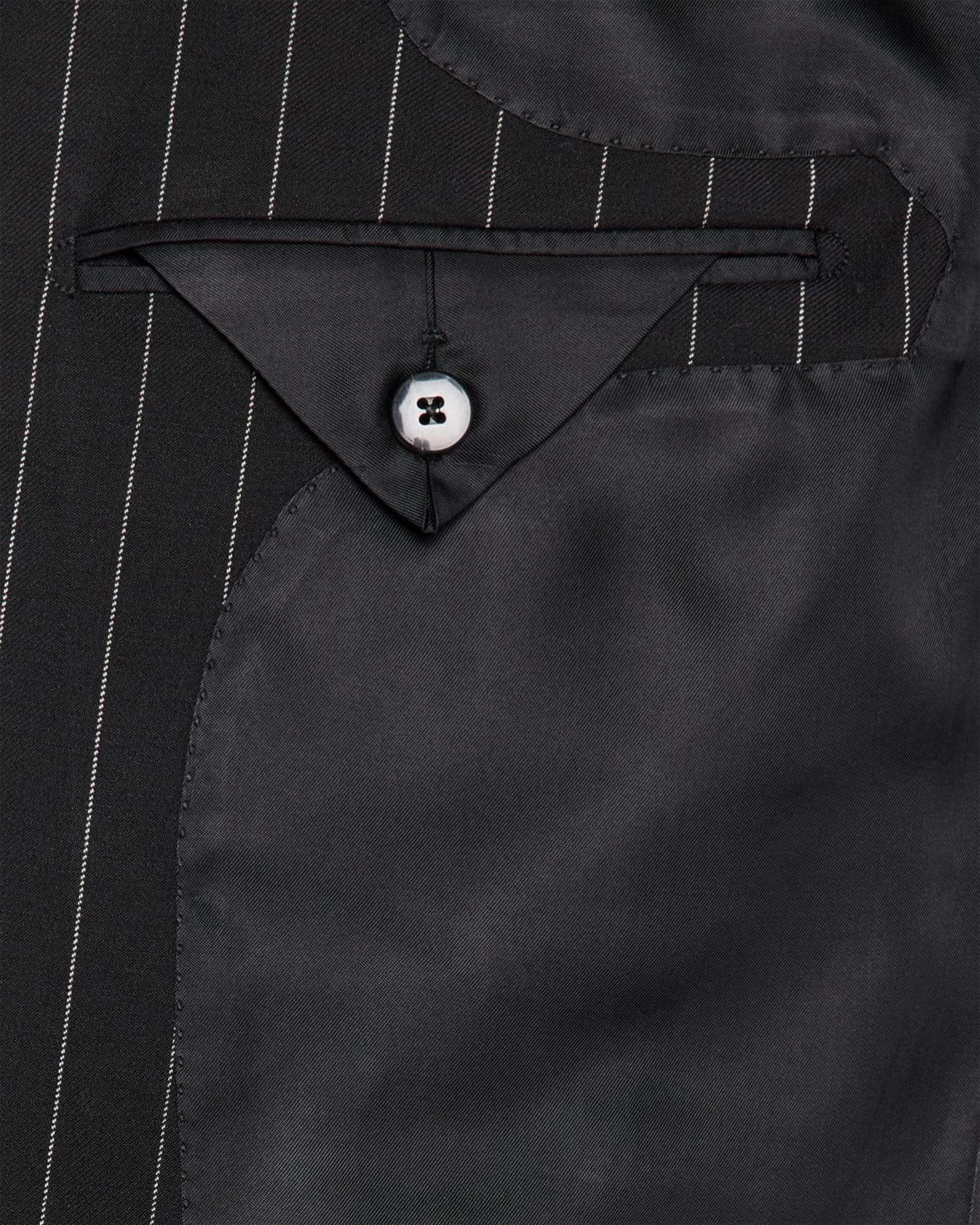 aesido 2 Piece Black Striped Double Button Business Casual Slim Fit Men's Suit