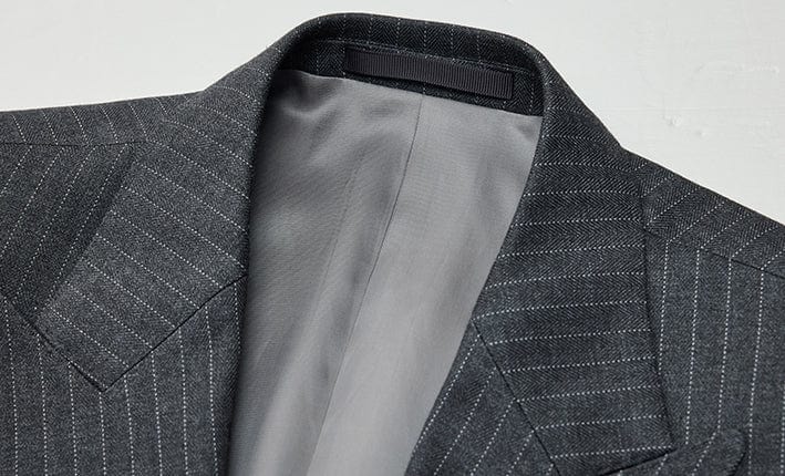 aesido 2 Piece Grey Double Breasted Striped Business Casual Mens Suit Groom Wedding Dress