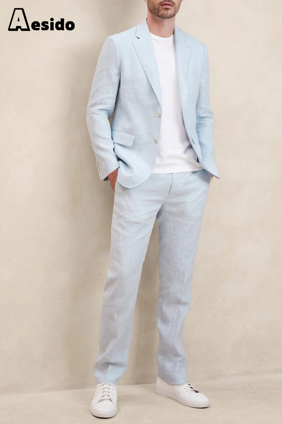 linen casual dress for men Successo Mens Red Linen Walking Suit Short Sleeve Shirt & Pants 1065