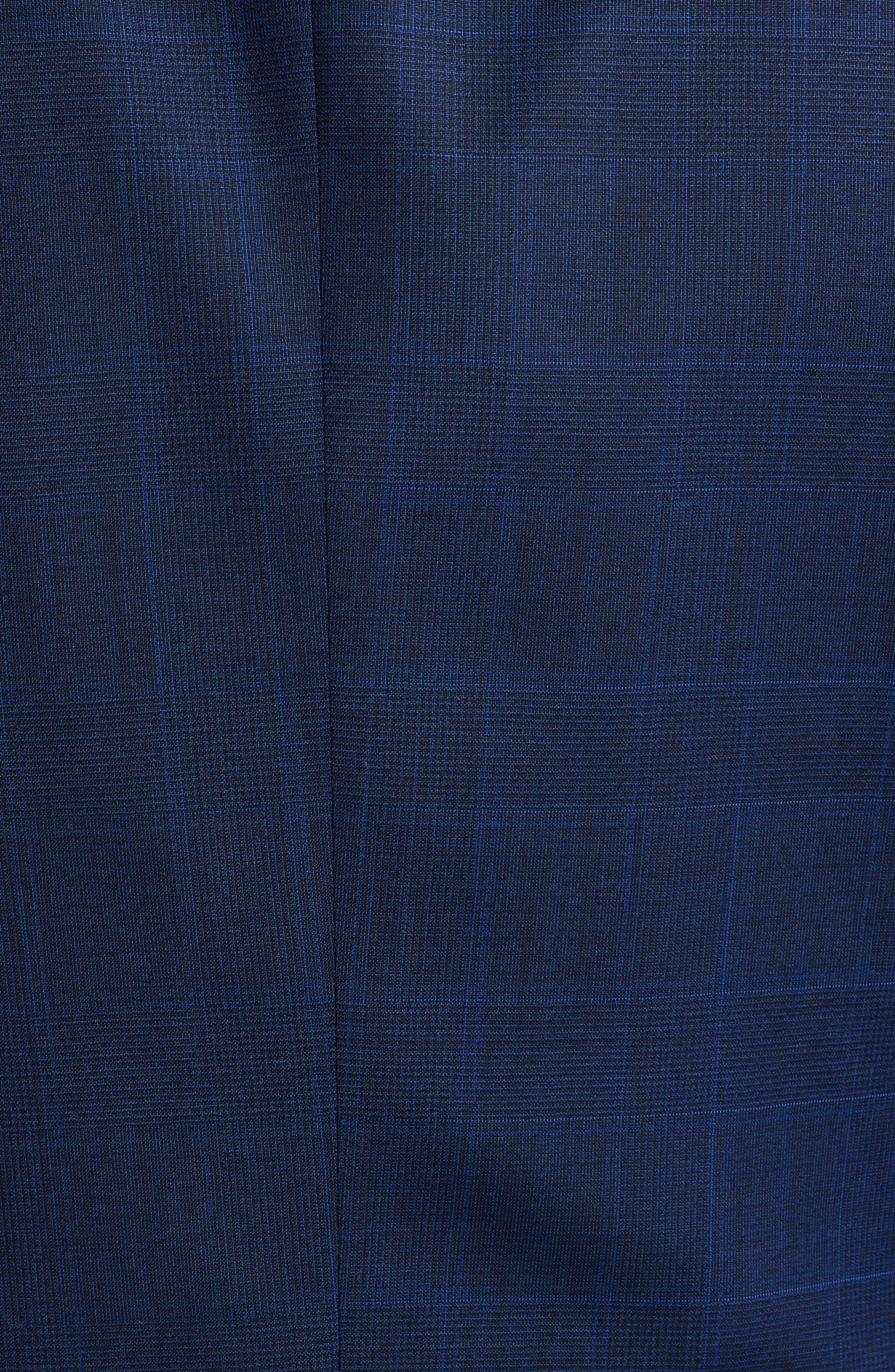 aesido 2 Piece Navy Plaid Double Button Business Casual Slim Fit Men Suit