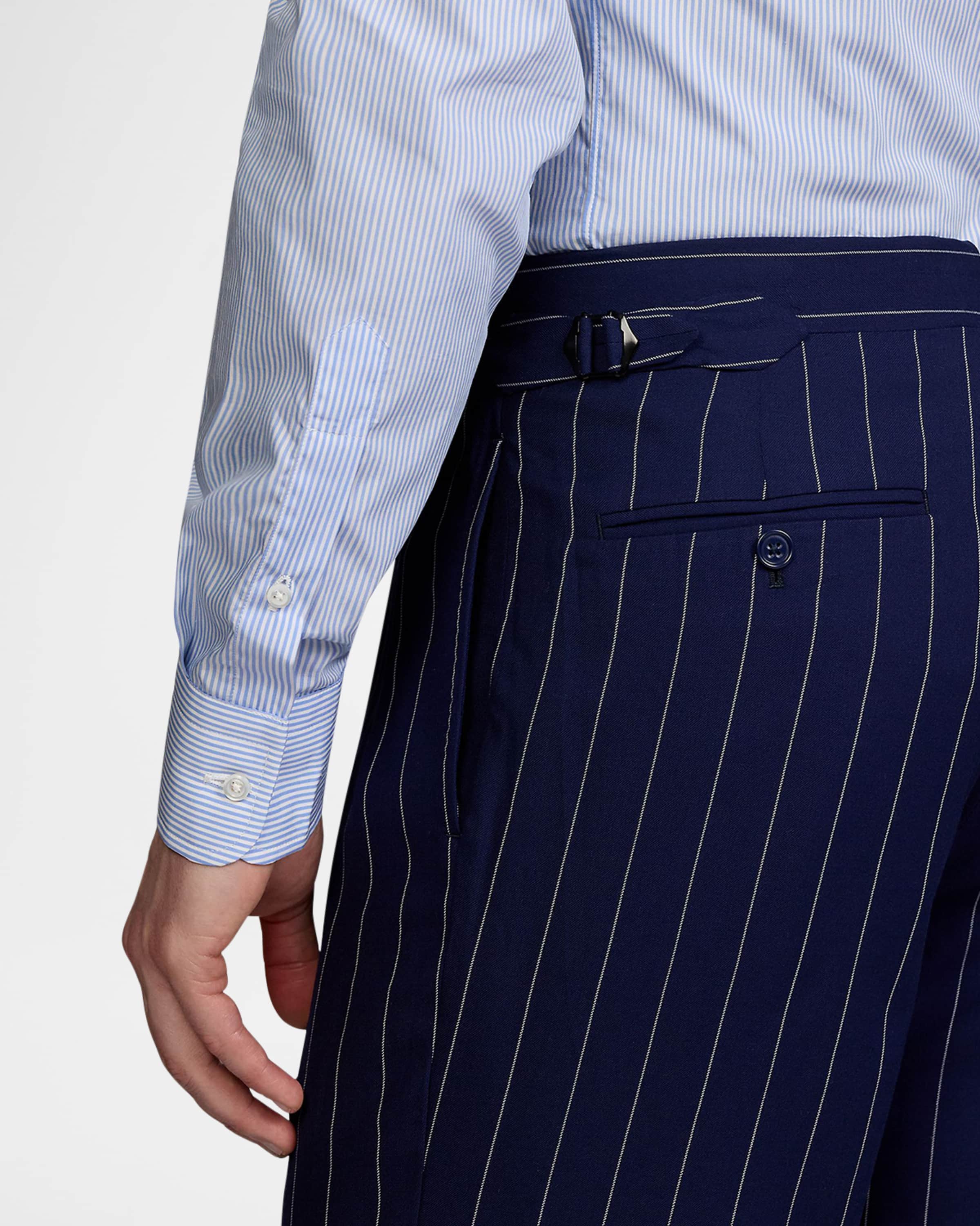 aesido 2 Piece Navy Striped Double Breasted Business Casual Slim Fit Men's Suit