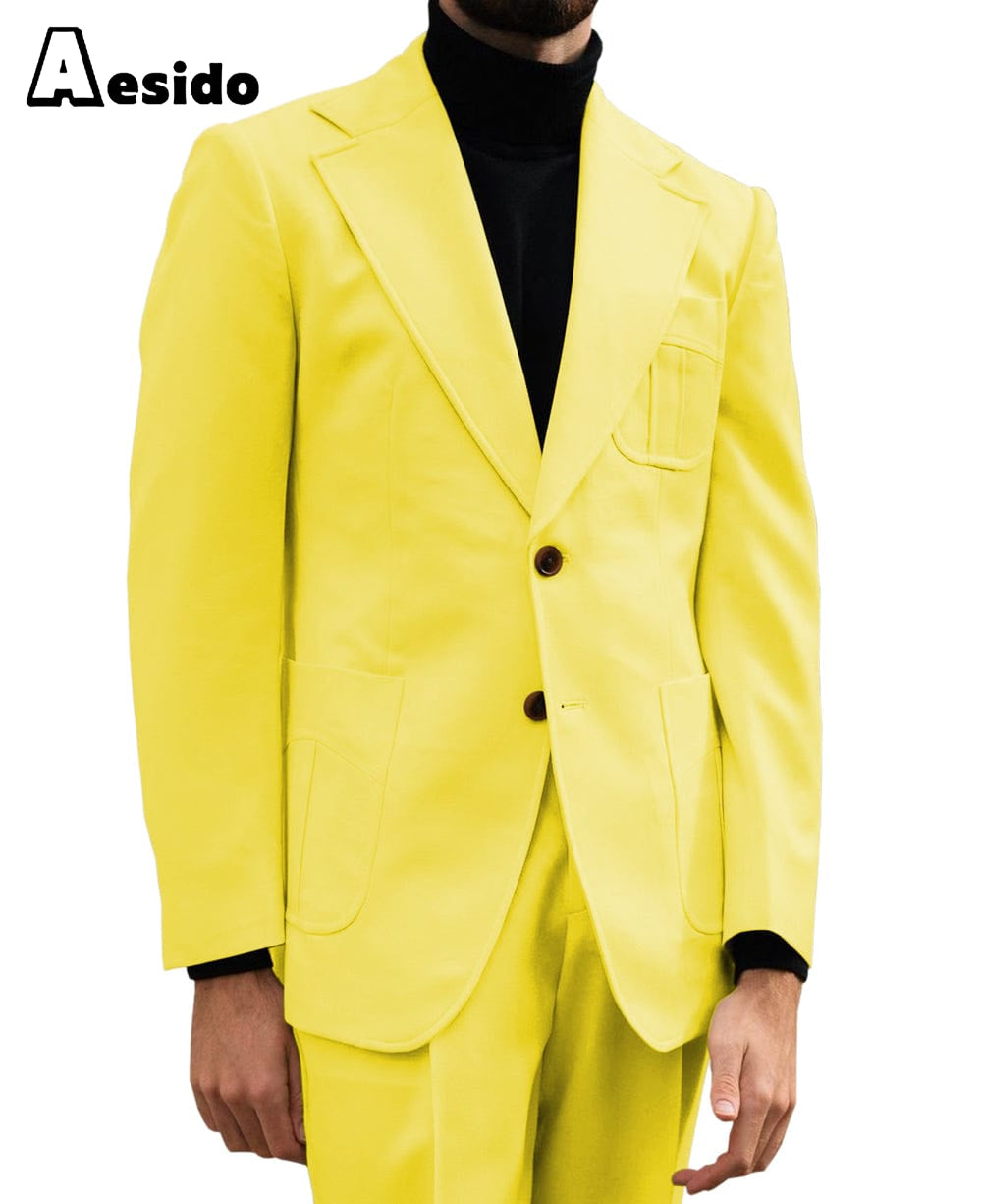 aesido 2 Piece Notch Lapel Leisure Suit For Men