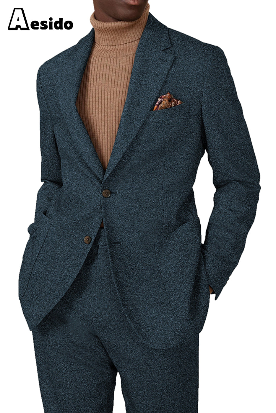 aesido 2 Piece Notch Lapel Men's Suit For Wedding(Blazer+Pants)