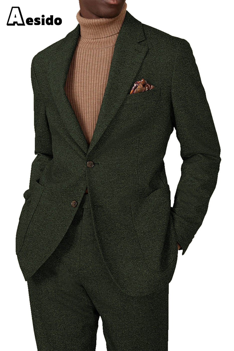 aesido 2 Piece Notch Lapel Men's Suit For Wedding(Blazer+Pants)