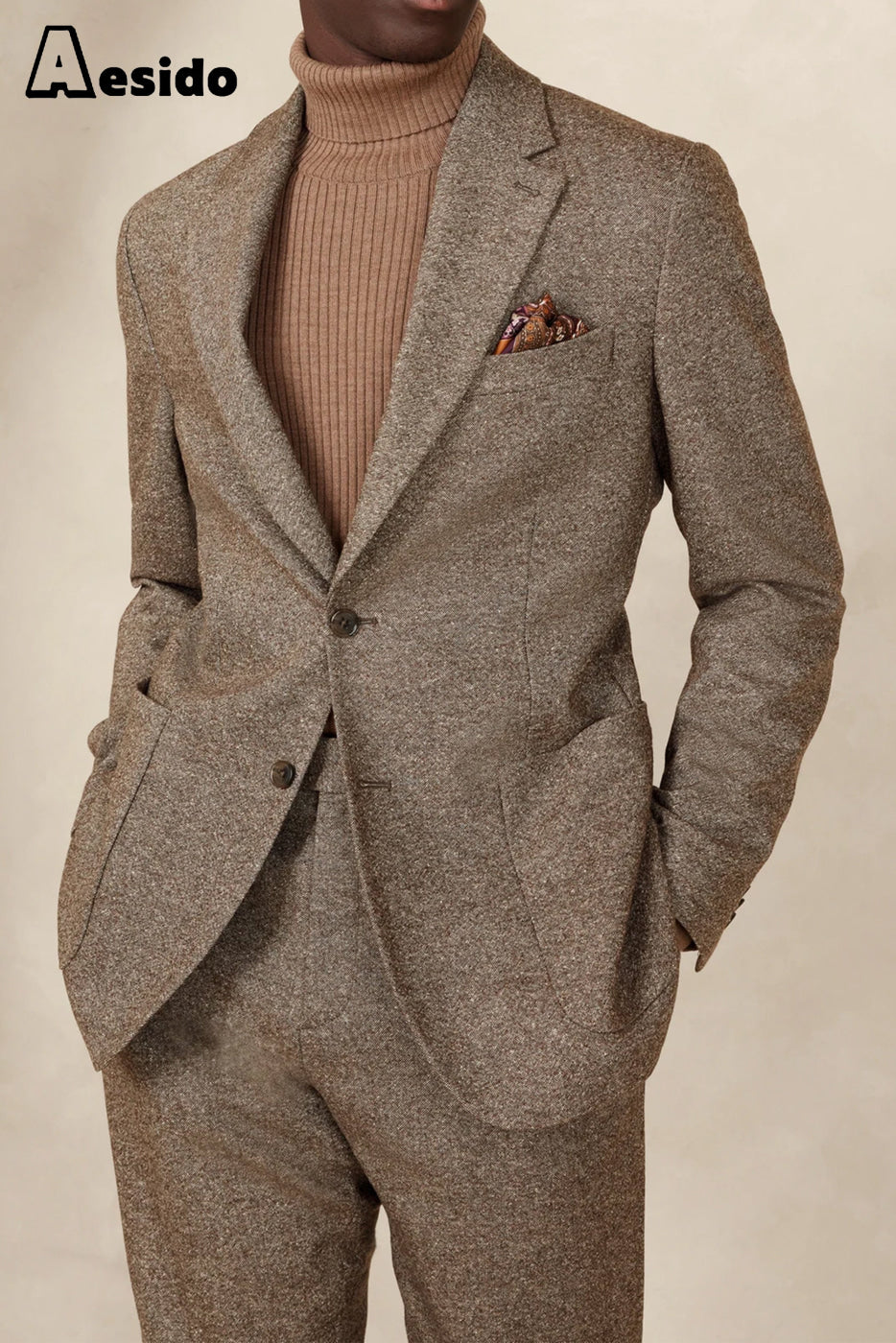 aesido 2 Piece Notch Lapel Men's Suit For Wedding(Blazer+Pants)