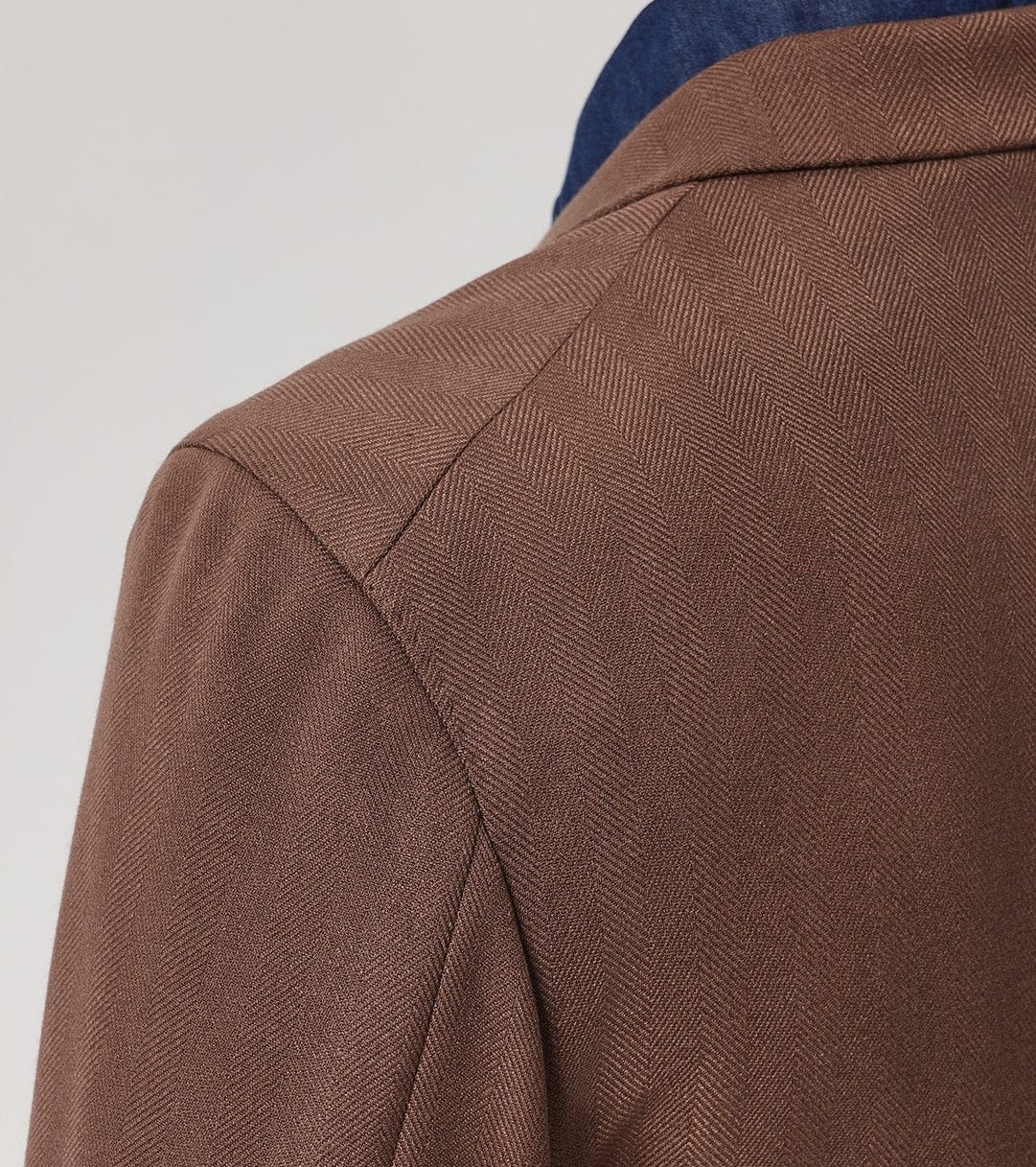 aesido 2 Piece Winter Thickened Brushed Herringbone Double Breasted Business Casual Men's Suit