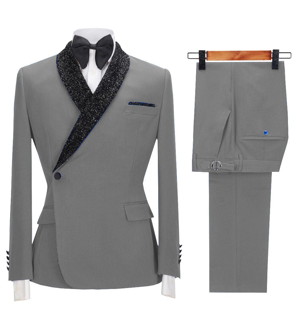 aesido 2 Pieces Casual Mens Regular Fit Men Suit (Blazer + Pants)