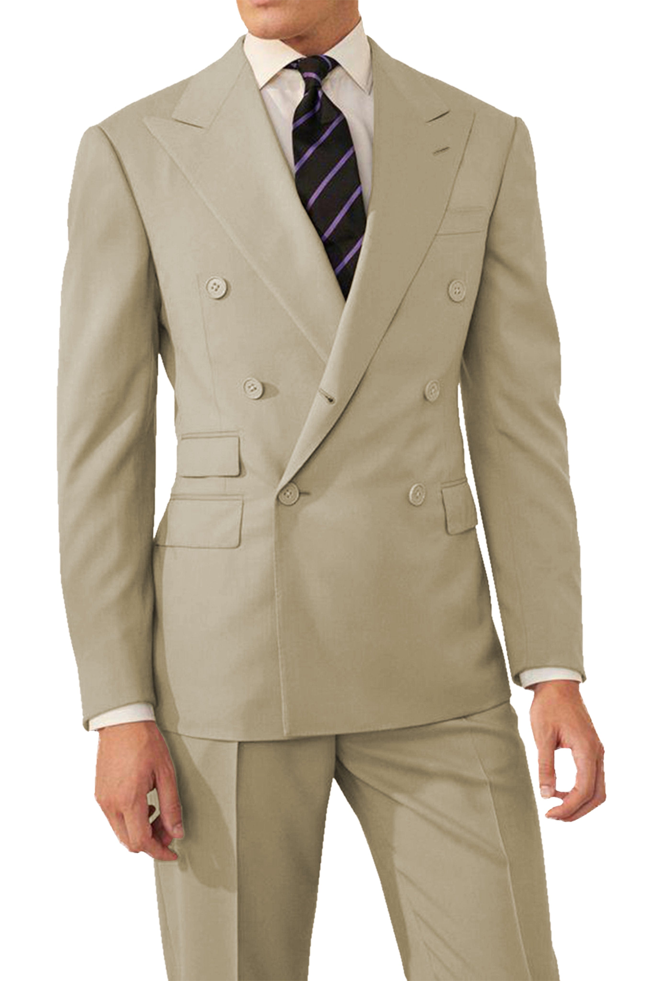 aesido 2 Pieces Double Breasted Men's Suit (Blazer+Pants)