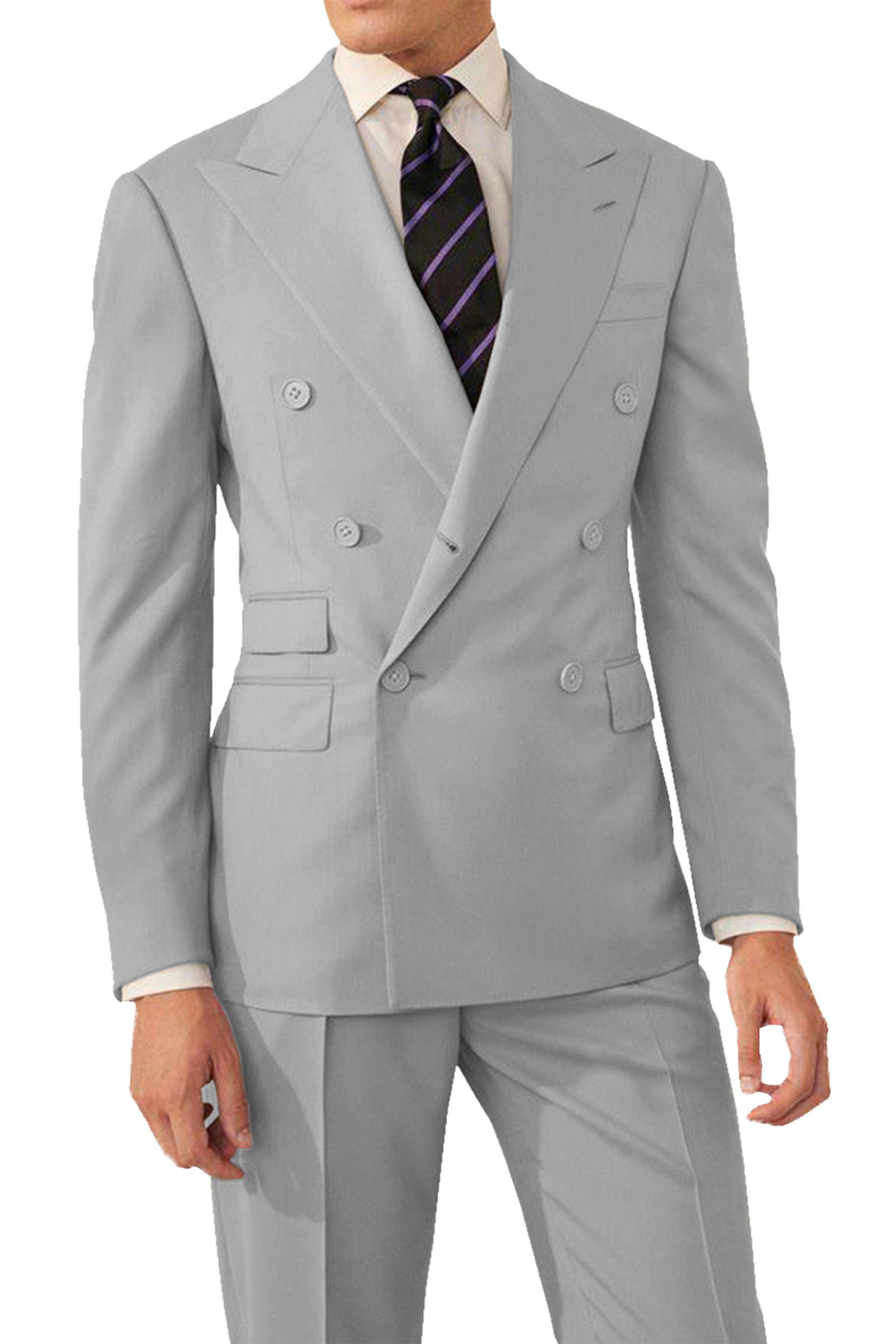 aesido 2 Pieces Double Breasted Men's Suit (Blazer+Pants)