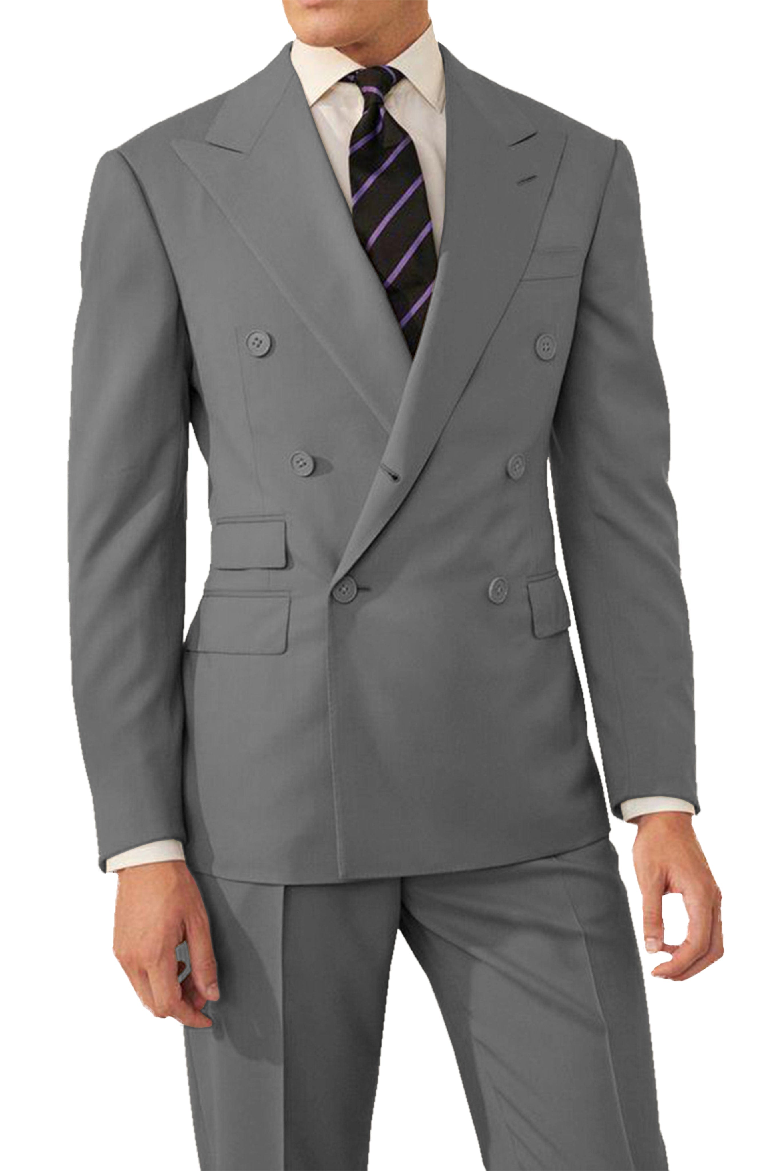 aesido 2 Pieces Double Breasted Men's Suit (Blazer+Pants)