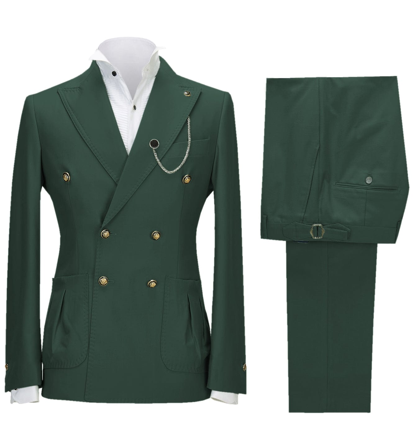 aesido 2 Pieces Double Button Peak Lapel Men Suit(BLazer+Pants)