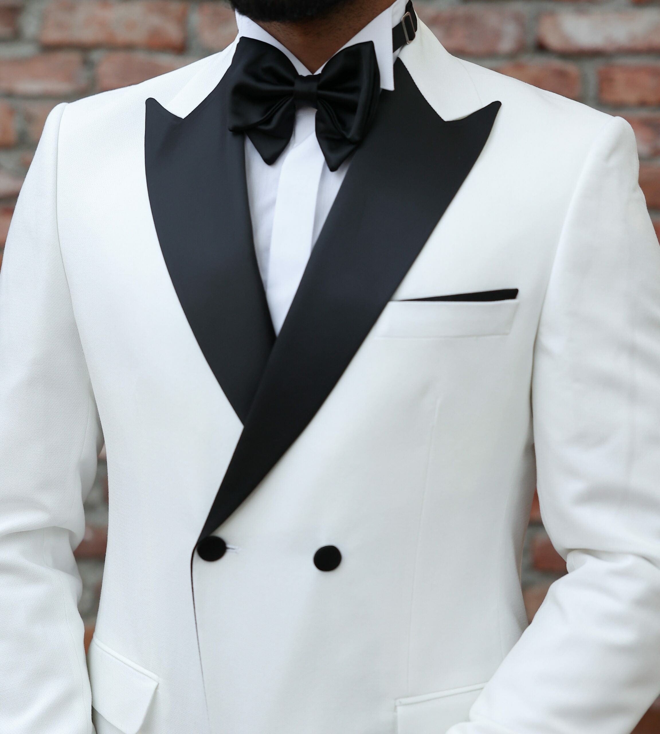 aesido 2 Pieces Double Buttons Peak Lapel Men Suit(Blazer+Pants)