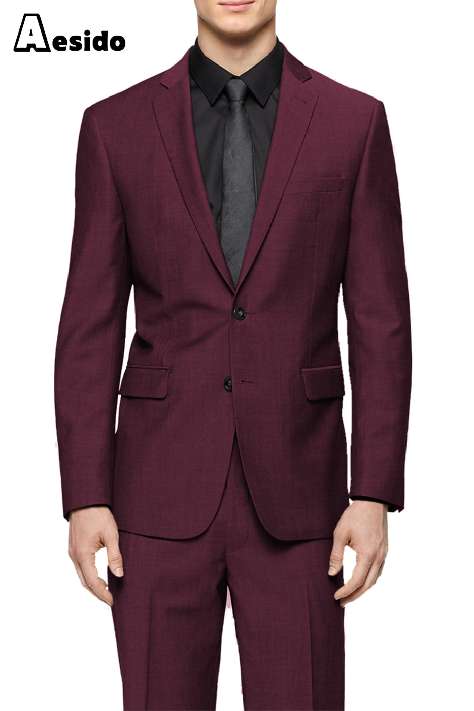 aesido 2 Pieces Notch Lapel Jacket(Blazer+Pants)
