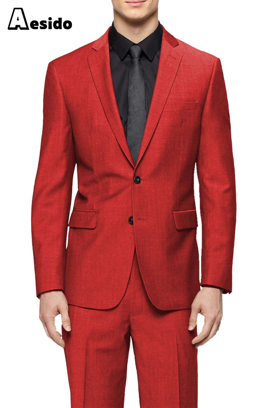 aesido 2 Pieces Notch Lapel Jacket(Blazer+Pants)