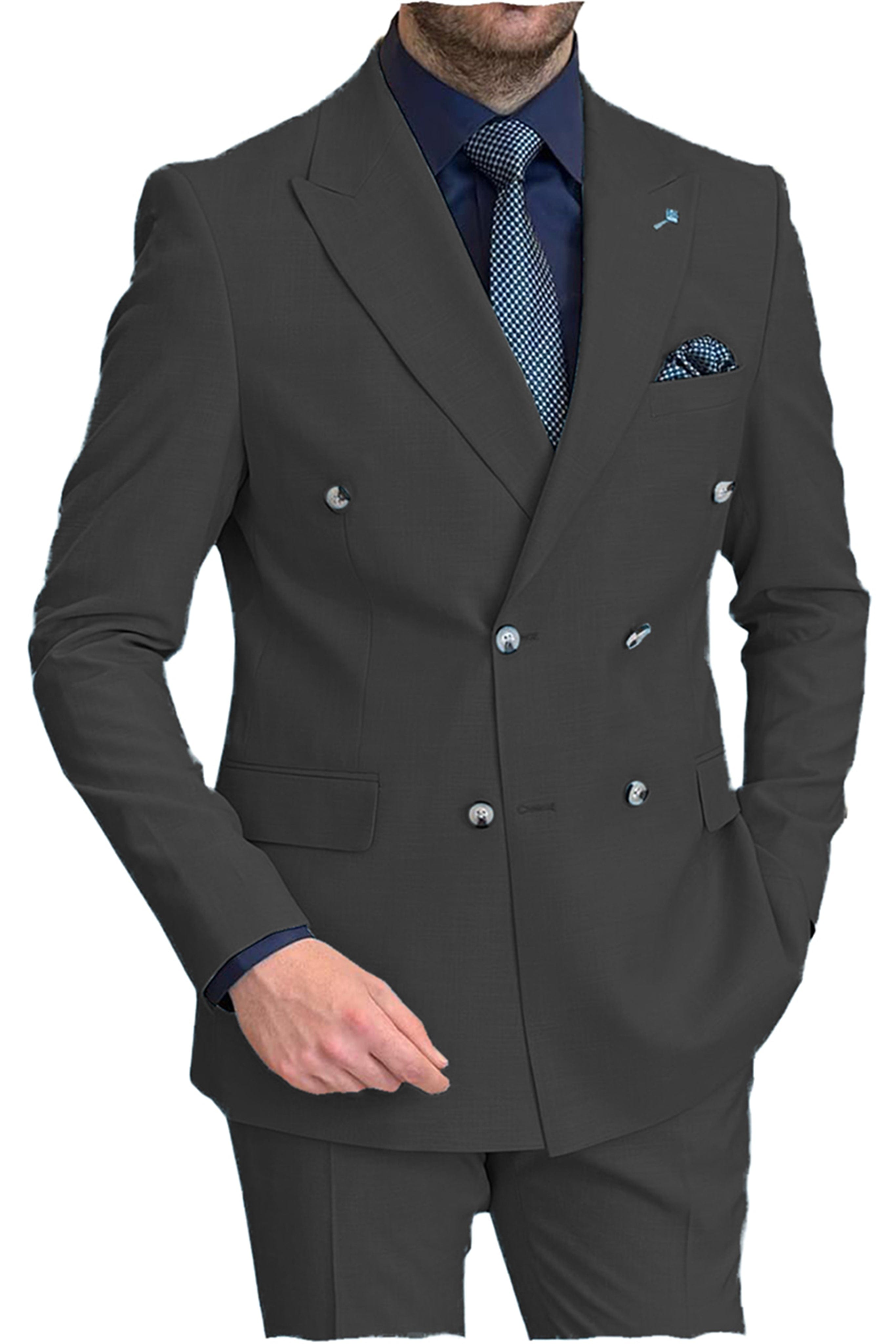 aesido 2 Pieces Peak Lapel Men's Suit (Blazer+Pants)