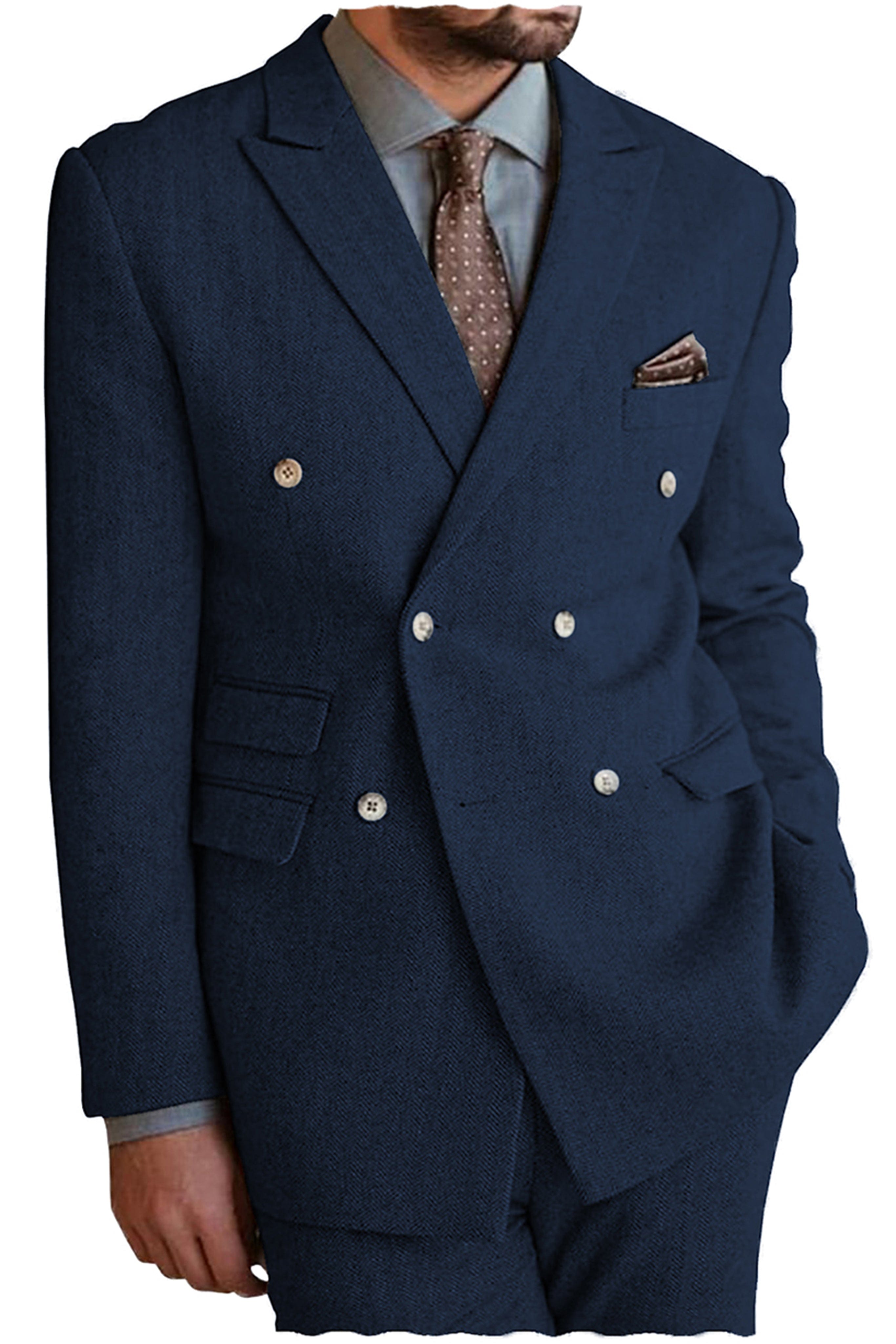 aesido 2 Pieces Peak Lapel Men's Suit(Blazer+Pants)