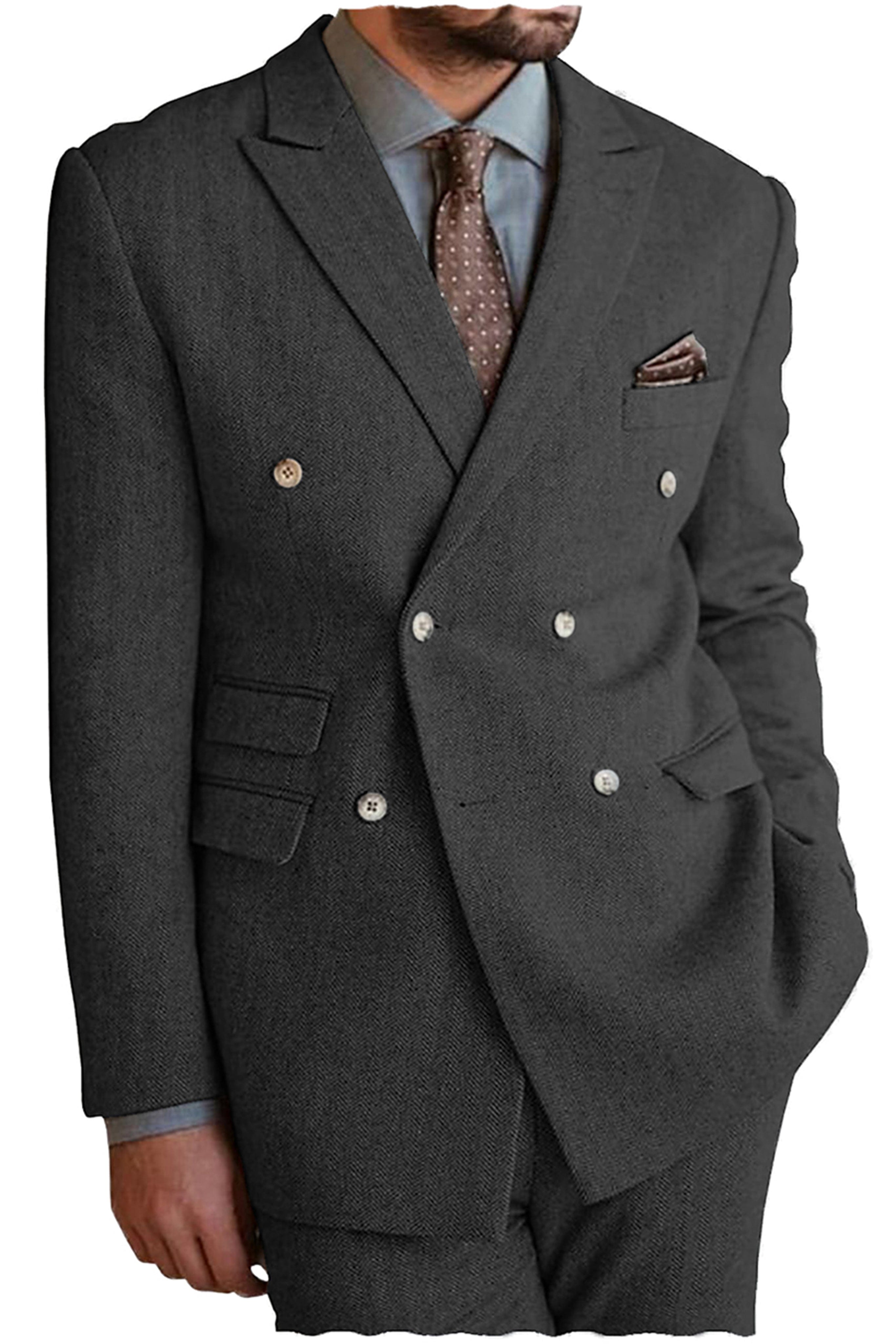 aesido 2 Pieces Peak Lapel Men's Suit(Blazer+Pants)