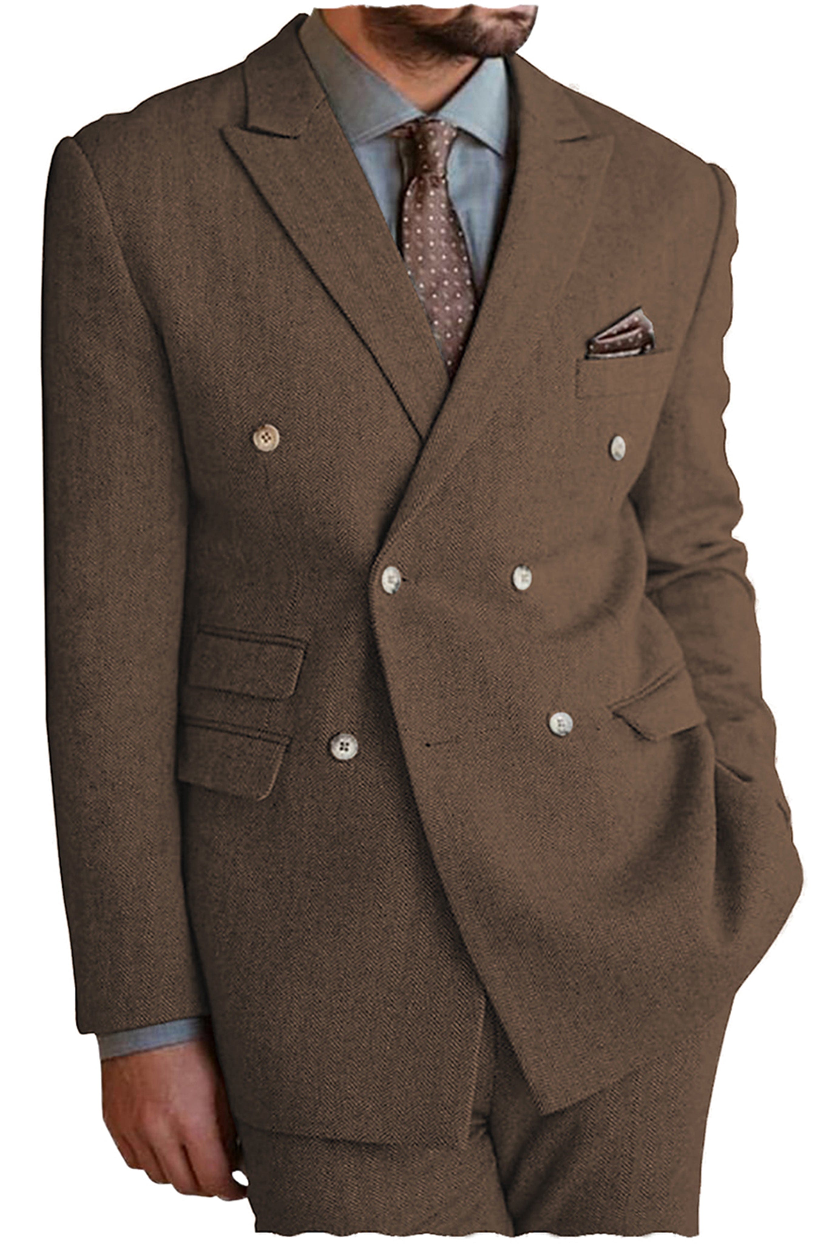 aesido 2 Pieces Peak Lapel Men's Suit(Blazer+Pants)