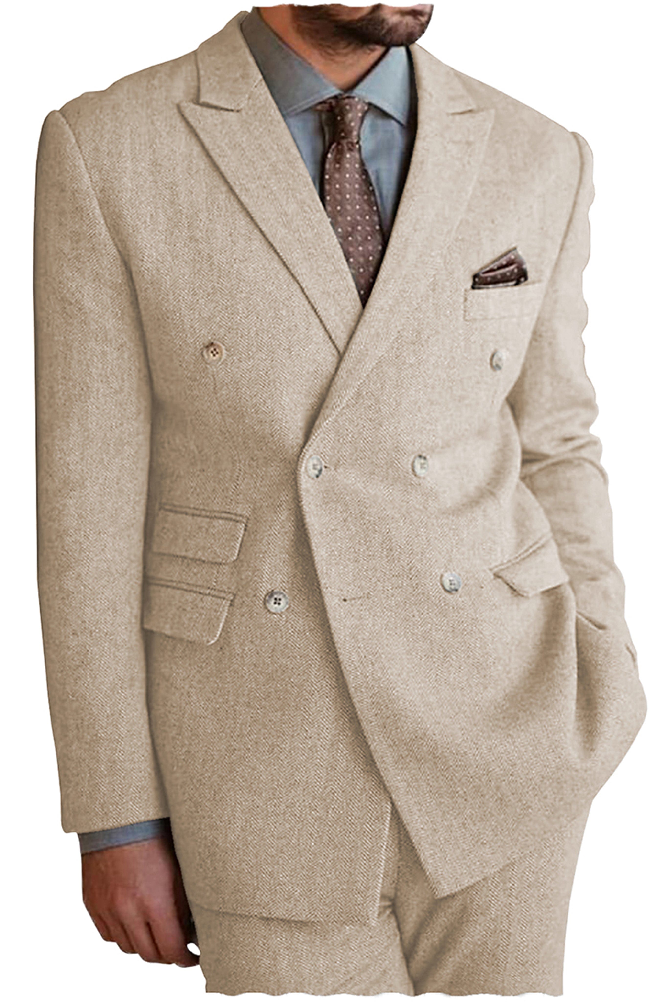 aesido 2 Pieces Peak Lapel Men's Suit(Blazer+Pants)