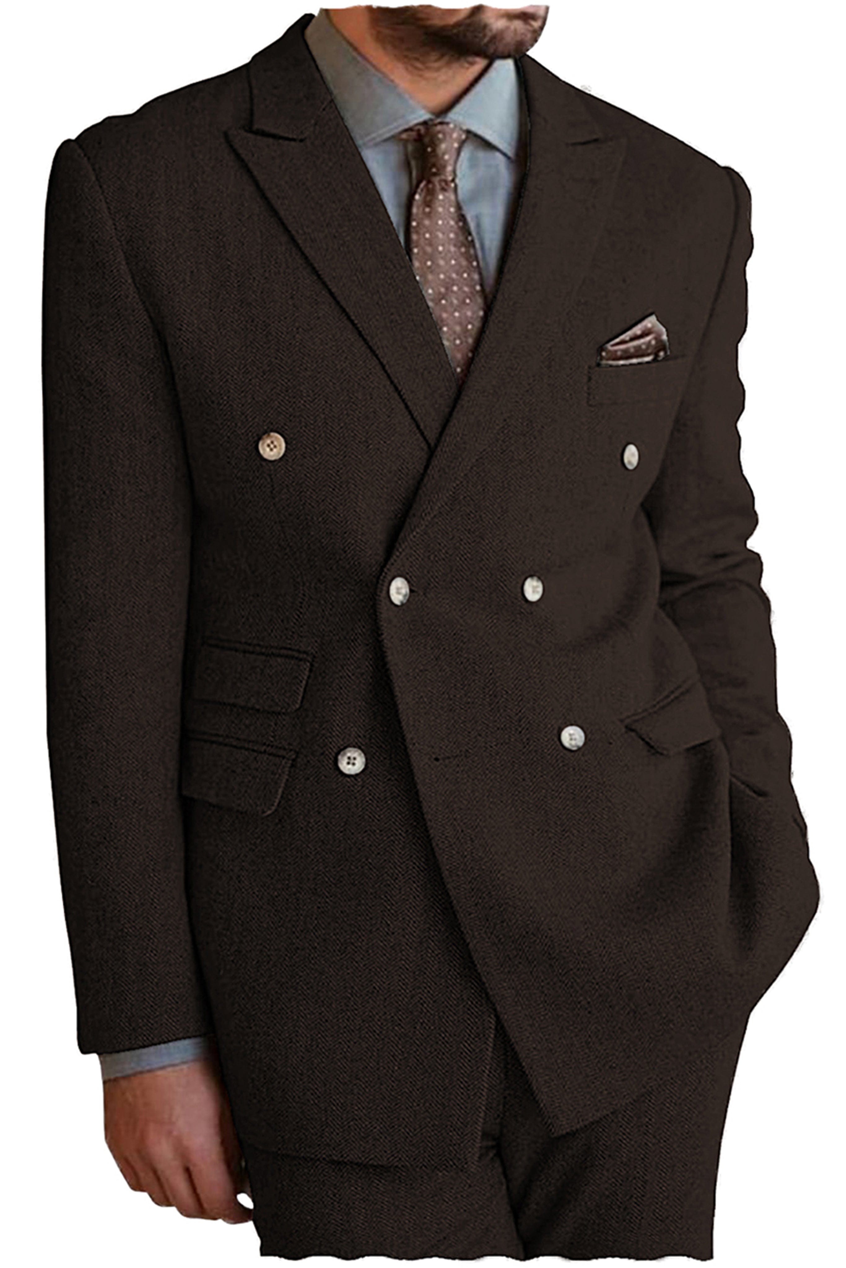 aesido 2 Pieces Peak Lapel Men's Suit(Blazer+Pants)