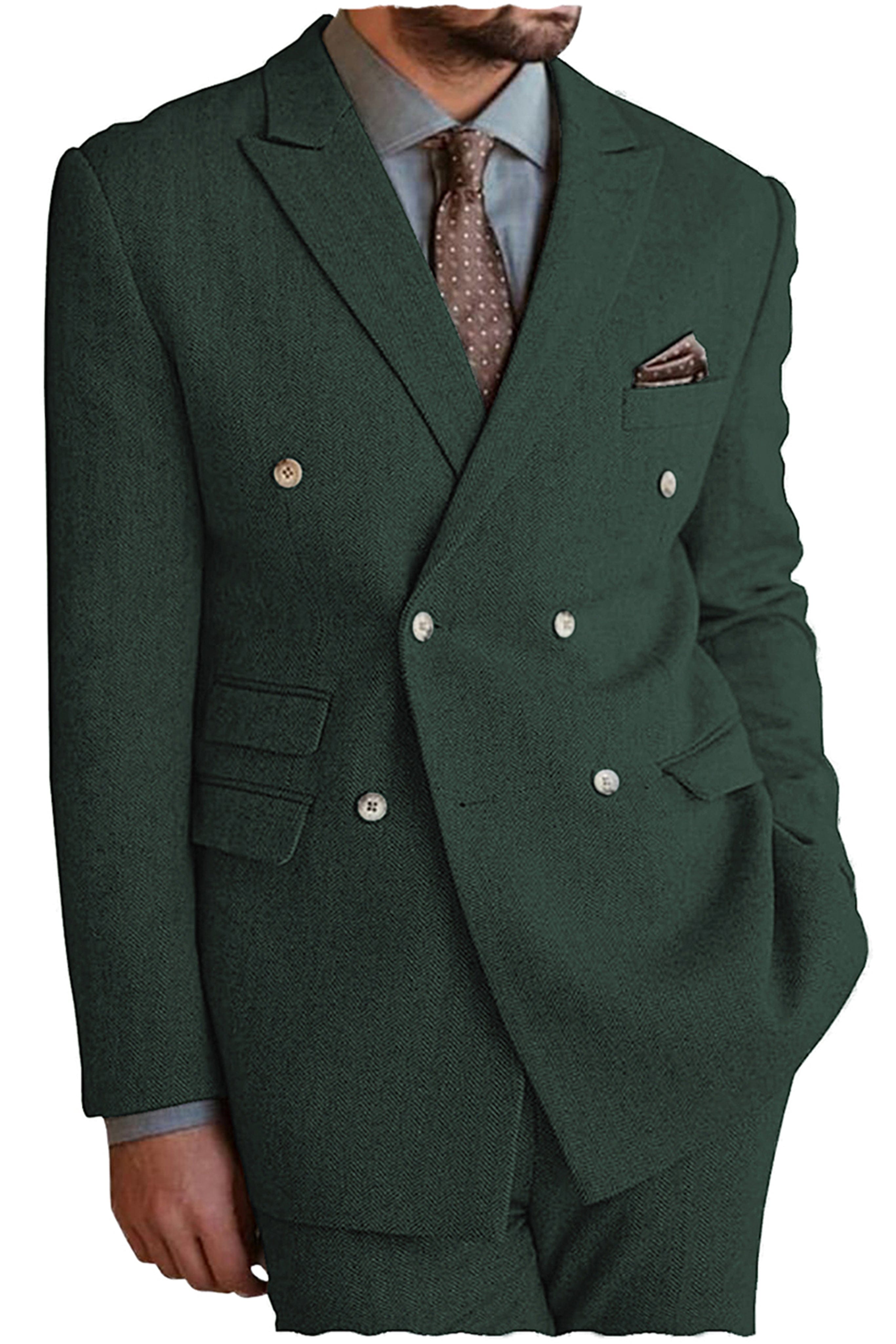 aesido 2 Pieces Peak Lapel Men's Suit(Blazer+Pants)