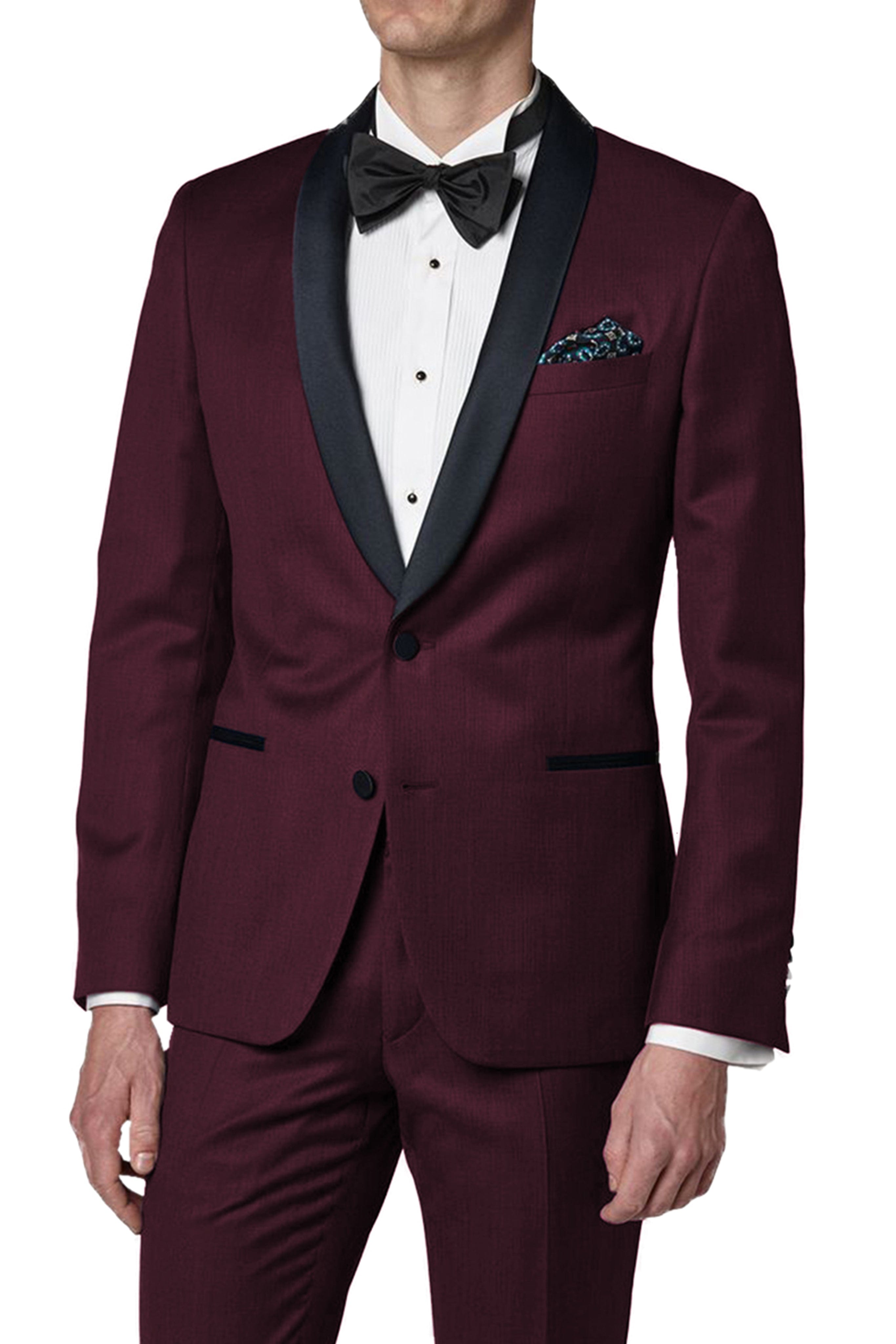 aesido 2 Pieces Shawl Lapel Men's Suit (Blazer+Pants)