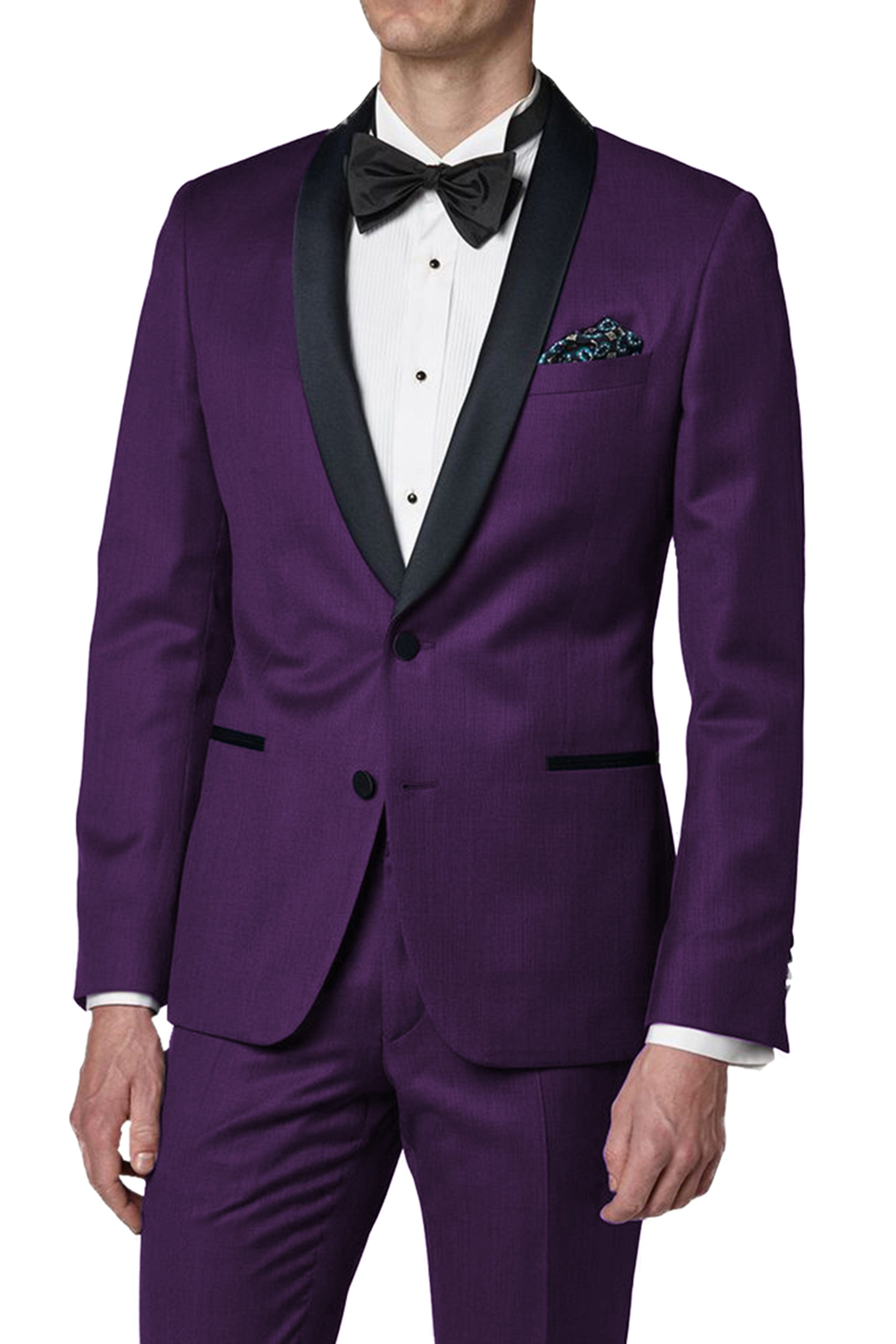 aesido 2 Pieces Shawl Lapel Men's Suit (Blazer+Pants)