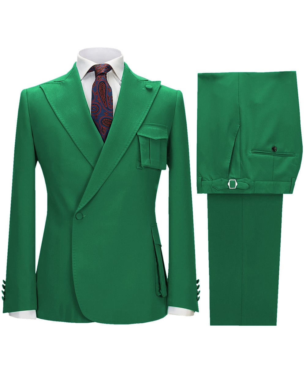 aesido 2 Pieces Single Button Peak Lapel Men Suit (Blazer+Pants)