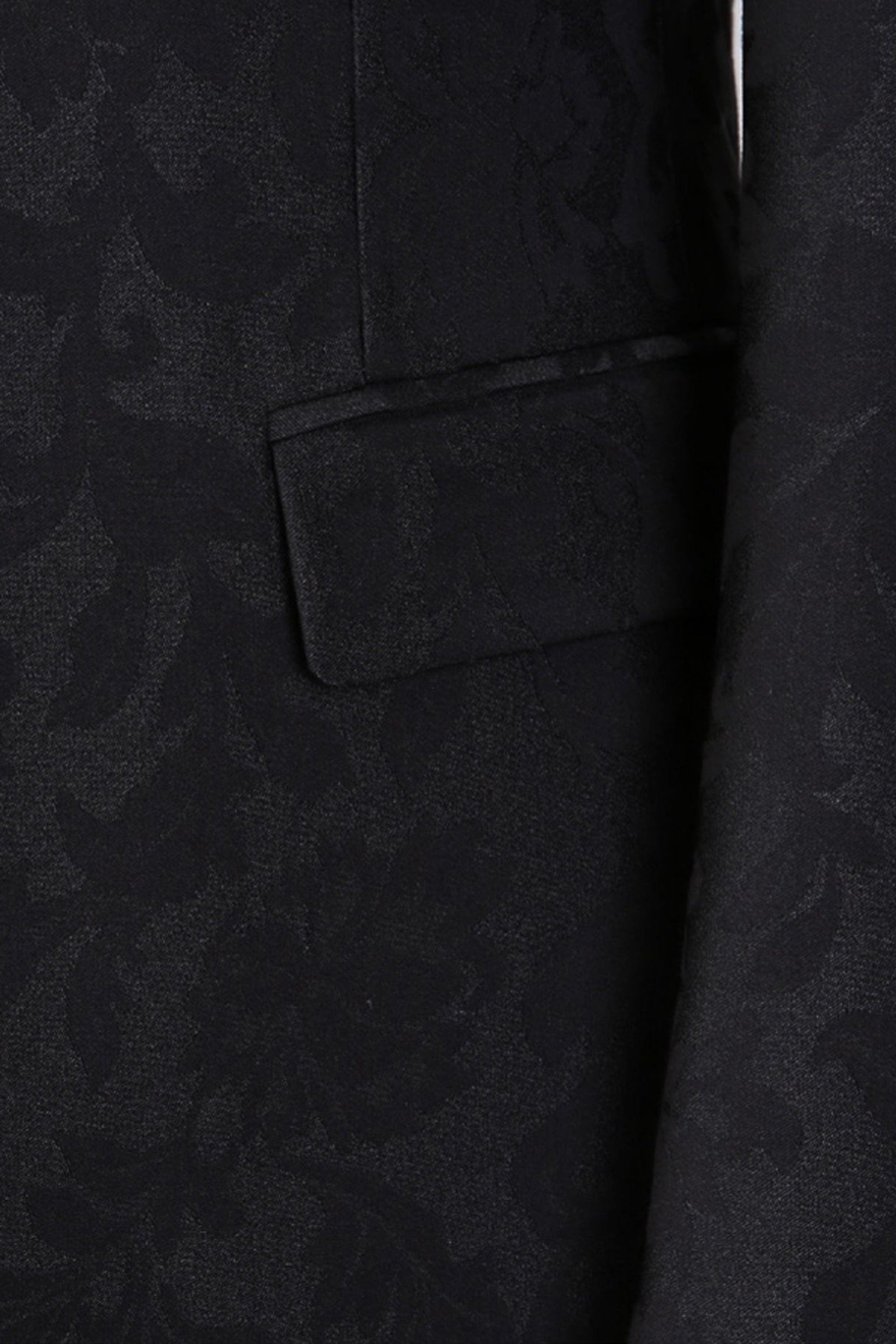 aesido 3 Piece Black Jacquard Men's Suit Business Slim Fit Groom Wedding Dress