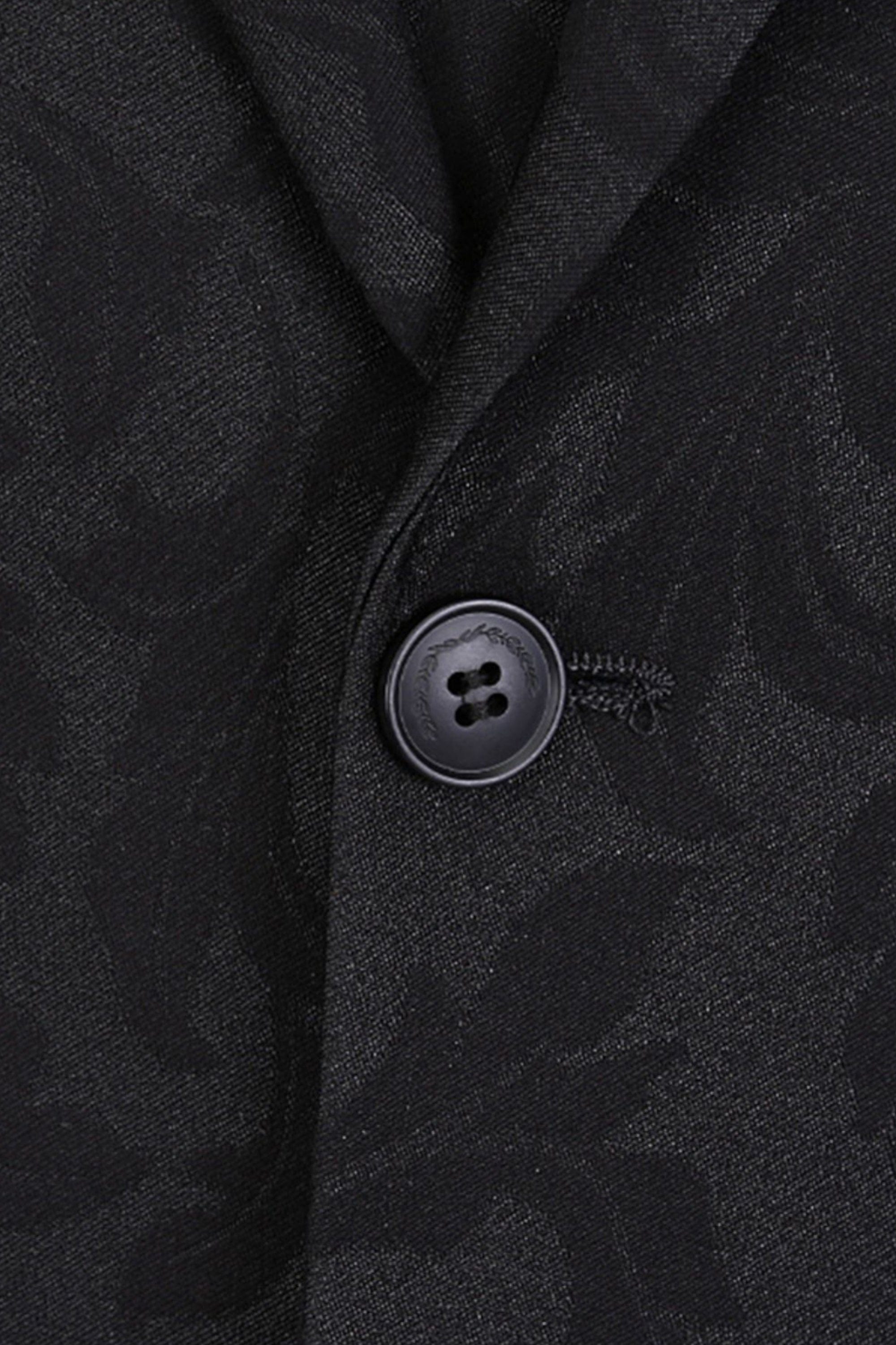 aesido 3 Piece Black Jacquard Men's Suit Business Slim Fit Groom Wedding Dress