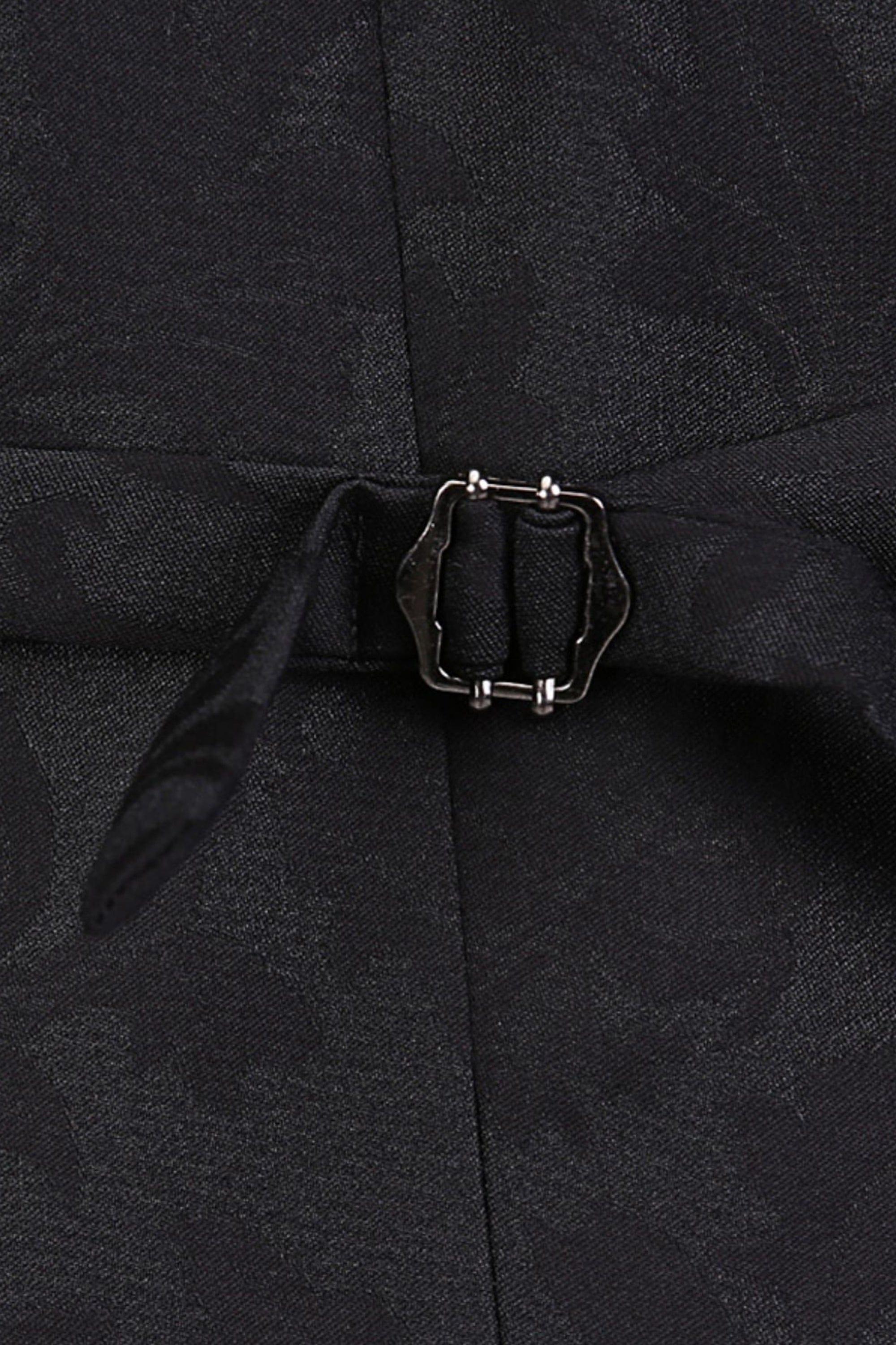 aesido 3 Piece Black Jacquard Men's Suit Business Slim Fit Groom Wedding Dress