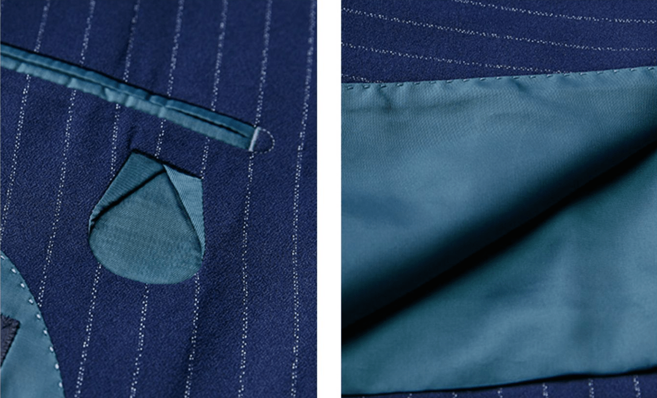 aesido 3 Piece Blue White Striped Business Casual Slim Fit Men's Suit Groom Wedding Dress