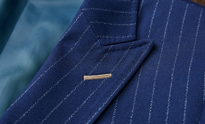 aesido 3 Piece Blue White Striped Business Casual Slim Fit Men's Suit Groom Wedding Dress