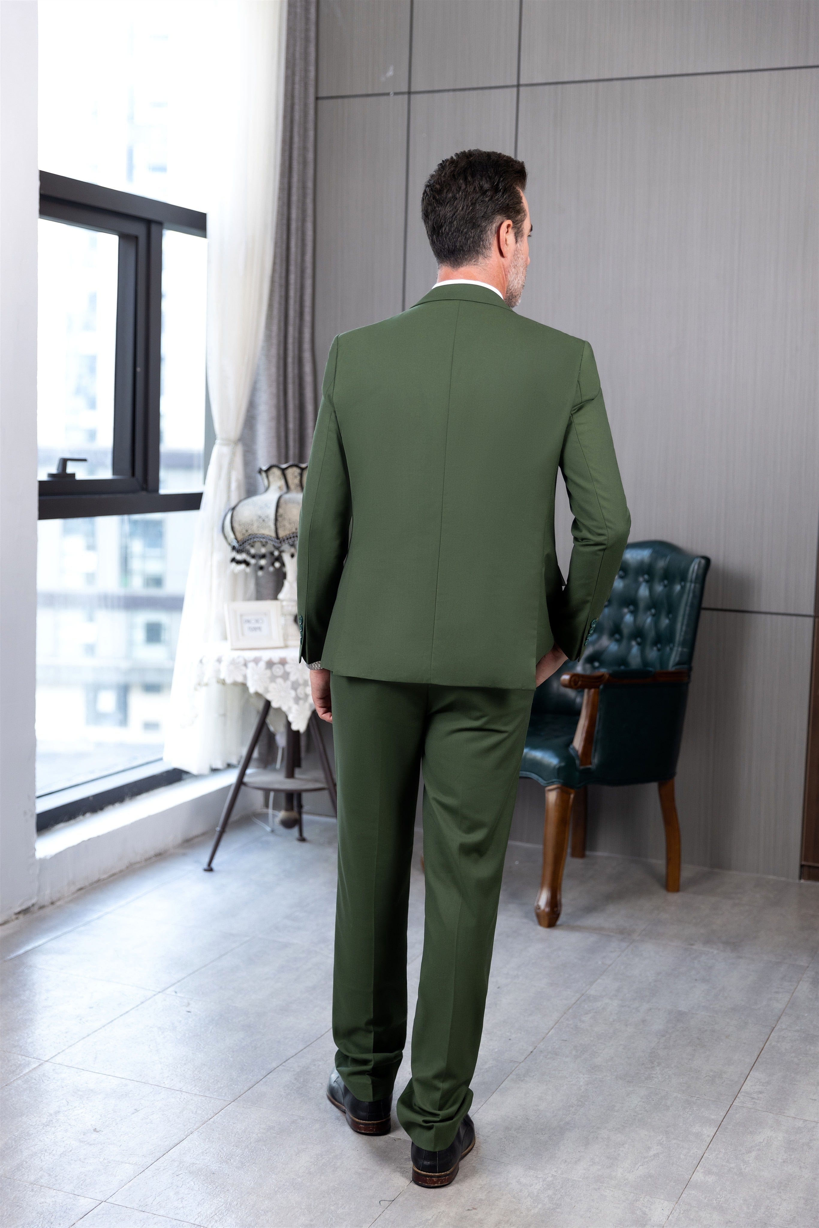 aesido 3 Piece Busines Notch Lapel Men's Suit (Blazer+Vest+pants)