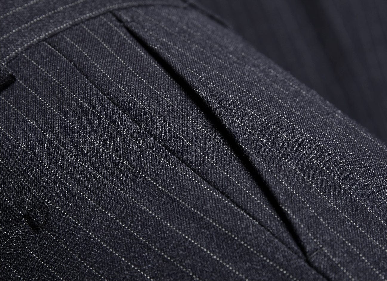 aesido 3 Piece Double Breasted Grey Striped Business Casual Slim Fit Men's Suit Groom Wedding Dress