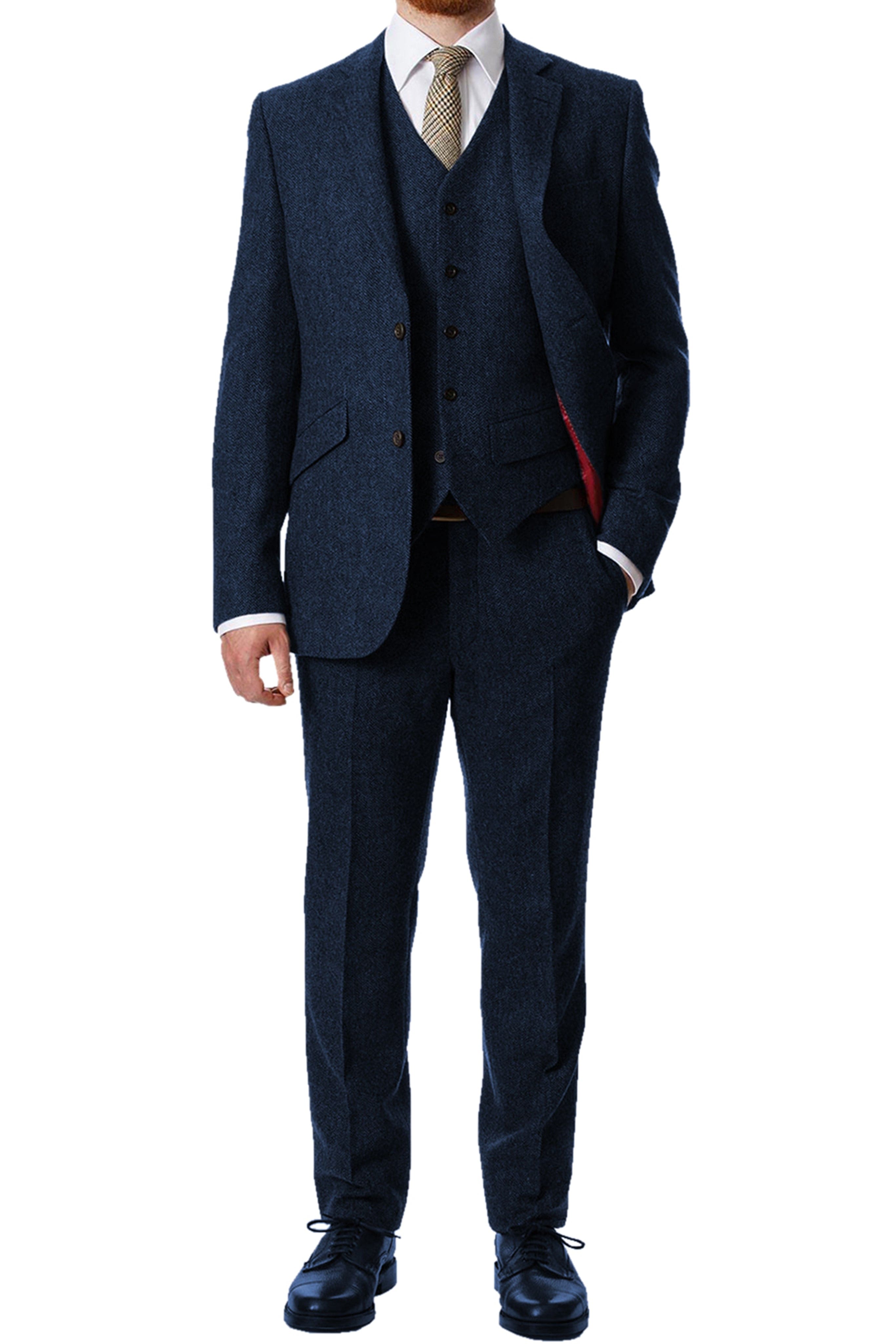 aesido 3 Piece Notch Lapel Men's Suit(Blazer+Vest+Pants)