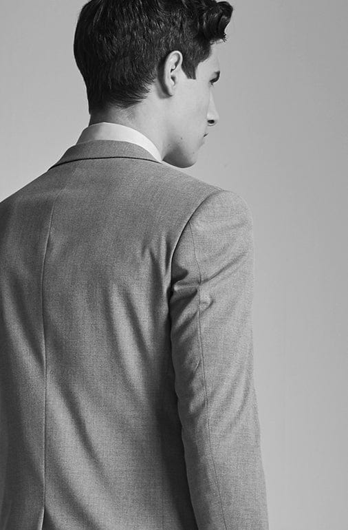 aesido 3 Piece Silver Single Breasted Casual Men's Suit Business Slim Fit Groom Wedding Dress