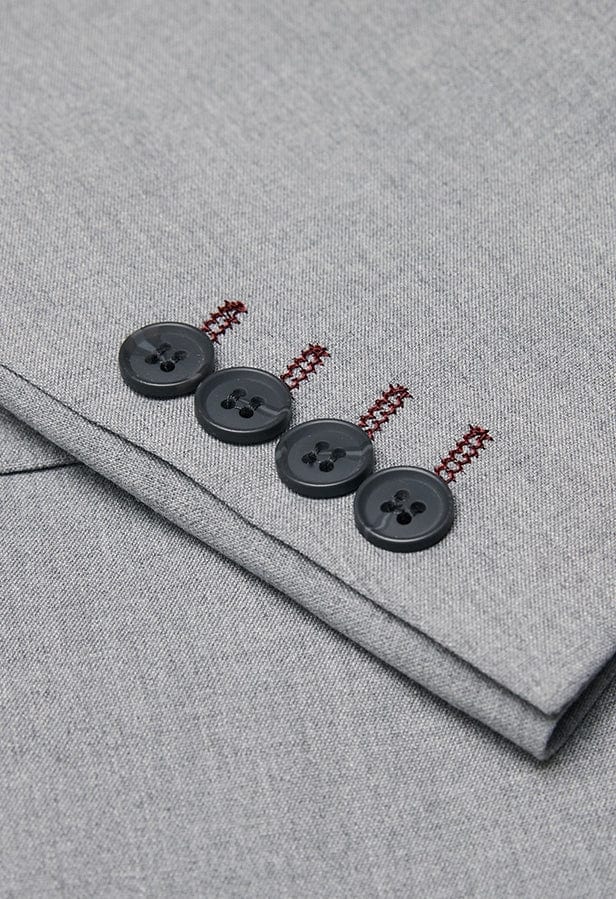 aesido 3 Piece Silver Single Breasted Casual Men's Suit Business Slim Fit Groom Wedding Dress