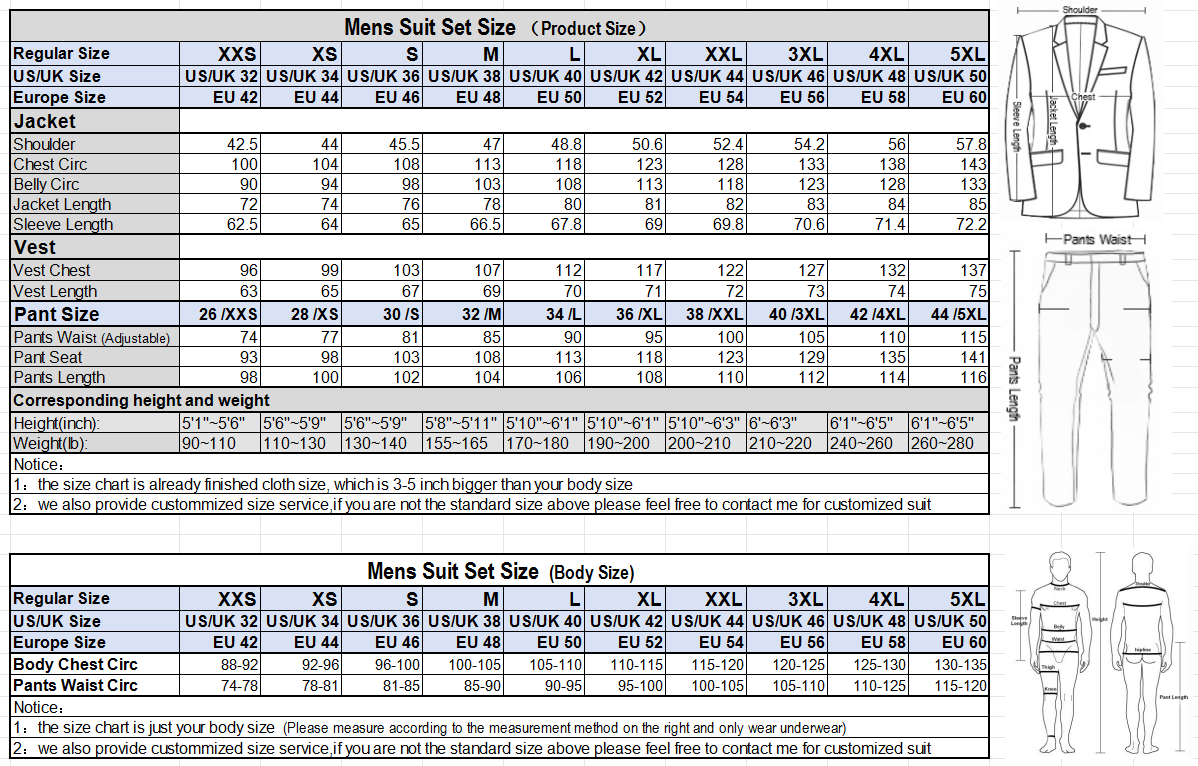 aesido 3 Piece Single Breasted Notch Lapel Men's Suit For Wedding (Blazer+Vest+Pants)