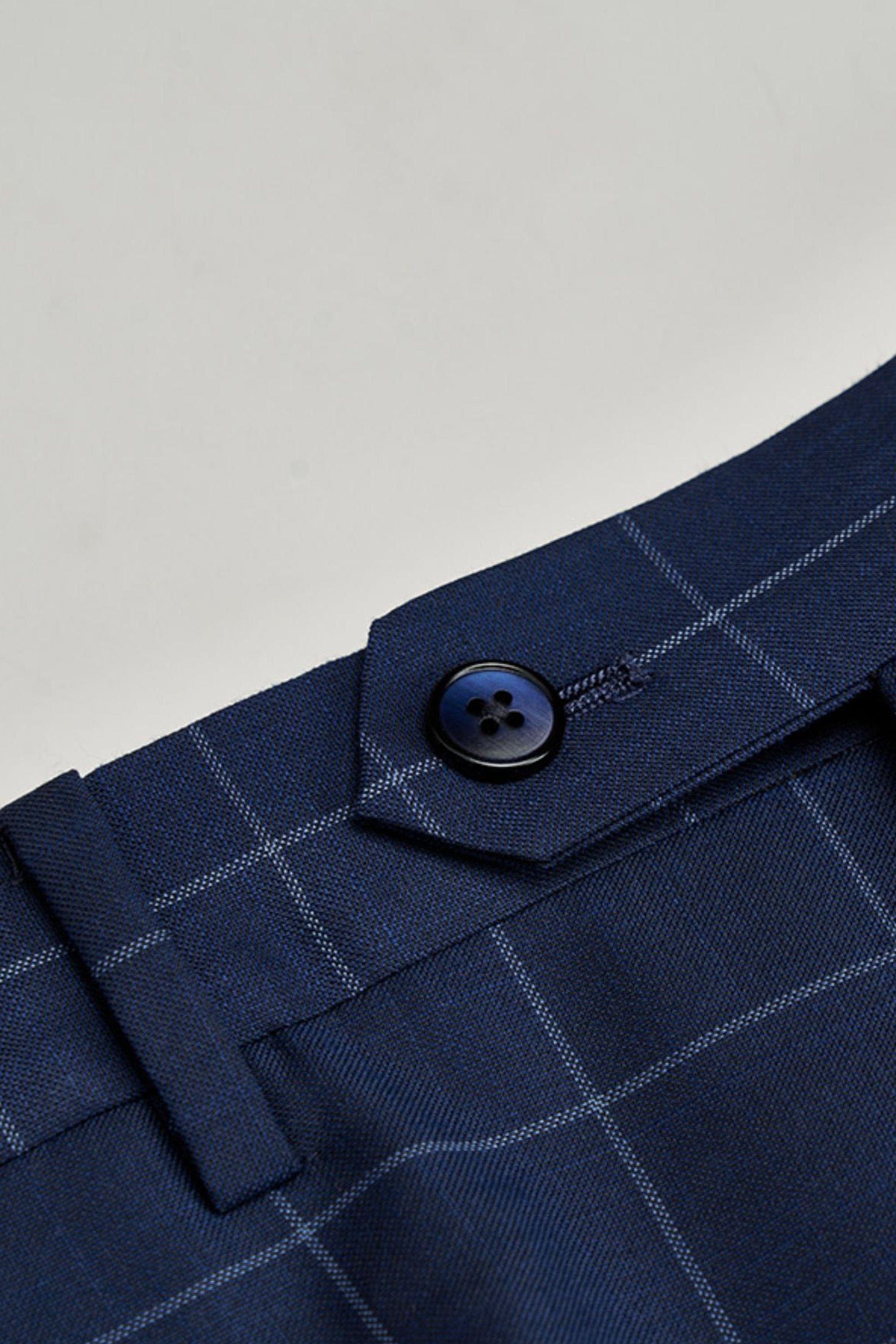 aesido 3 Piece Single Breasted Plaid Men's Suit Business Slim Fit Groom Wedding Dress