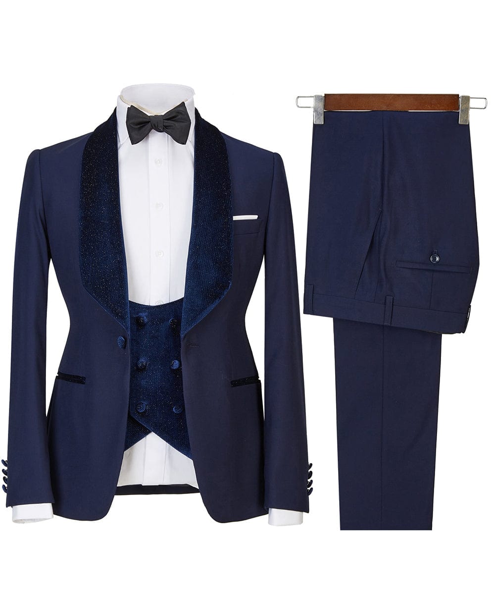 aesido 3 Pieces Mens Flat Suit Dress (Blazer+Vest+Pants)