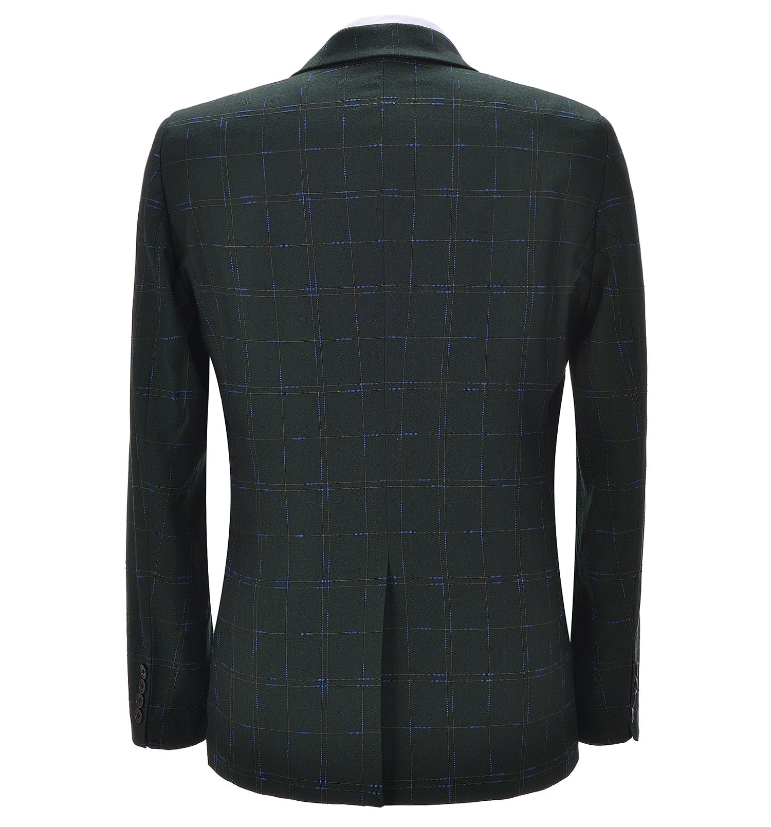 aesido 3 Pieces Mens Suit Plaid Notch Lapel Tuxedos (Blazer+vest+Pants)