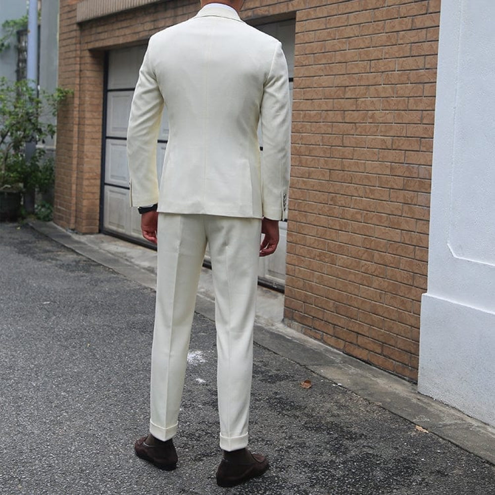 aesido 3 Pieces Peak Lapel Men Suit(Blazer+Vest+Pants)