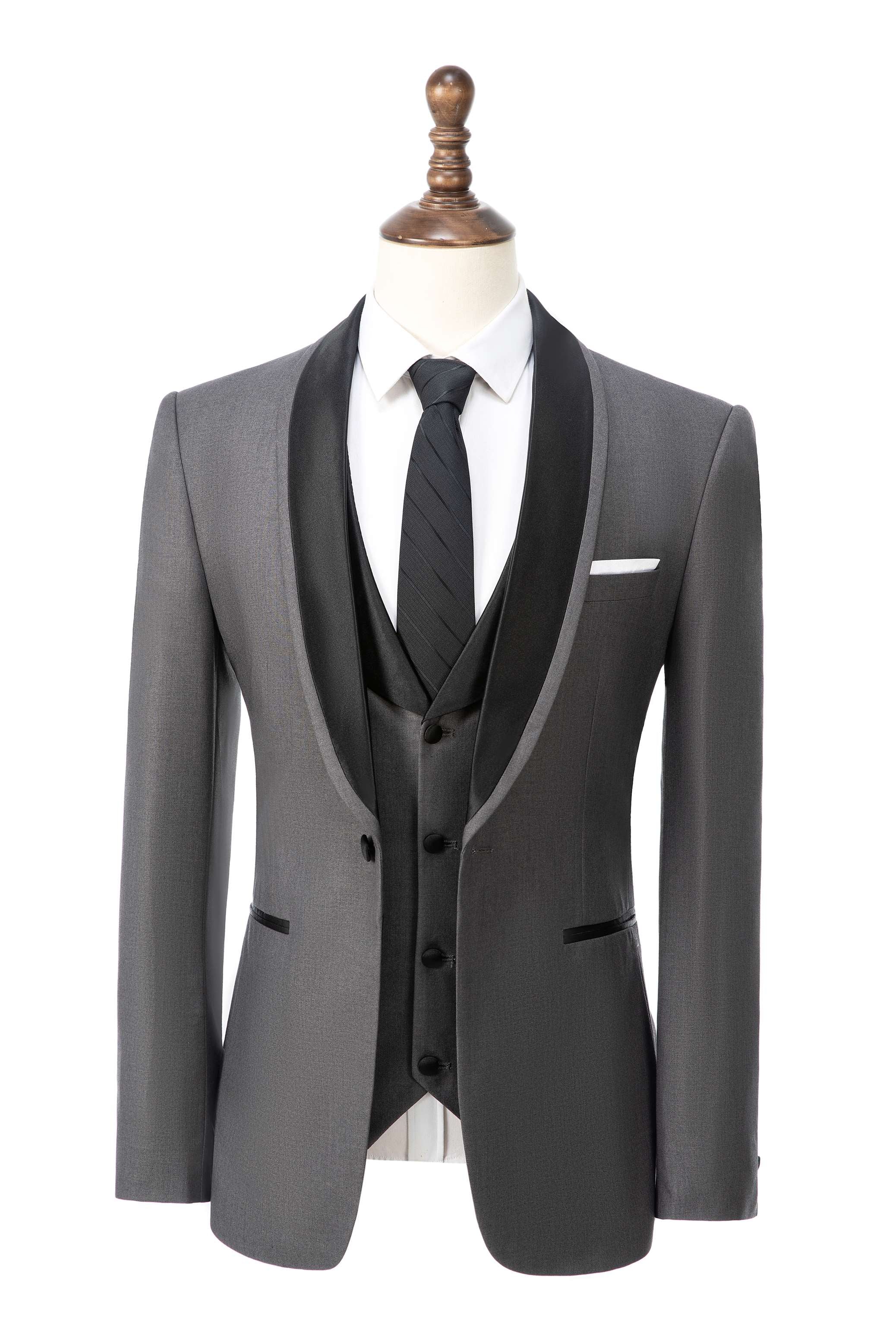 aesido 3 Pieces Slim Fit Single Buttons Men's Suit(Blazer+Vest+Pants)