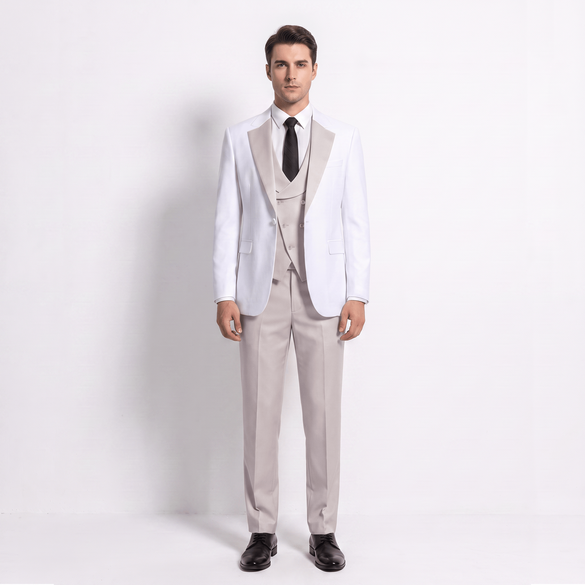 aesido Aesido Formal Men's Suits Slim Fit 3 Pieces Notch Lapel Tuxedos (Blazer+Vest+ Pant)